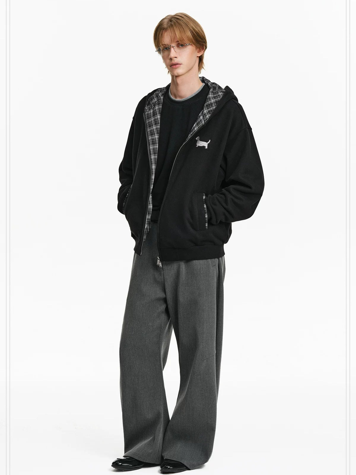 PCLP Breathable Cotton Blend Loose Fit Hooded Zipper Animal Print Unisex Daily Jacket