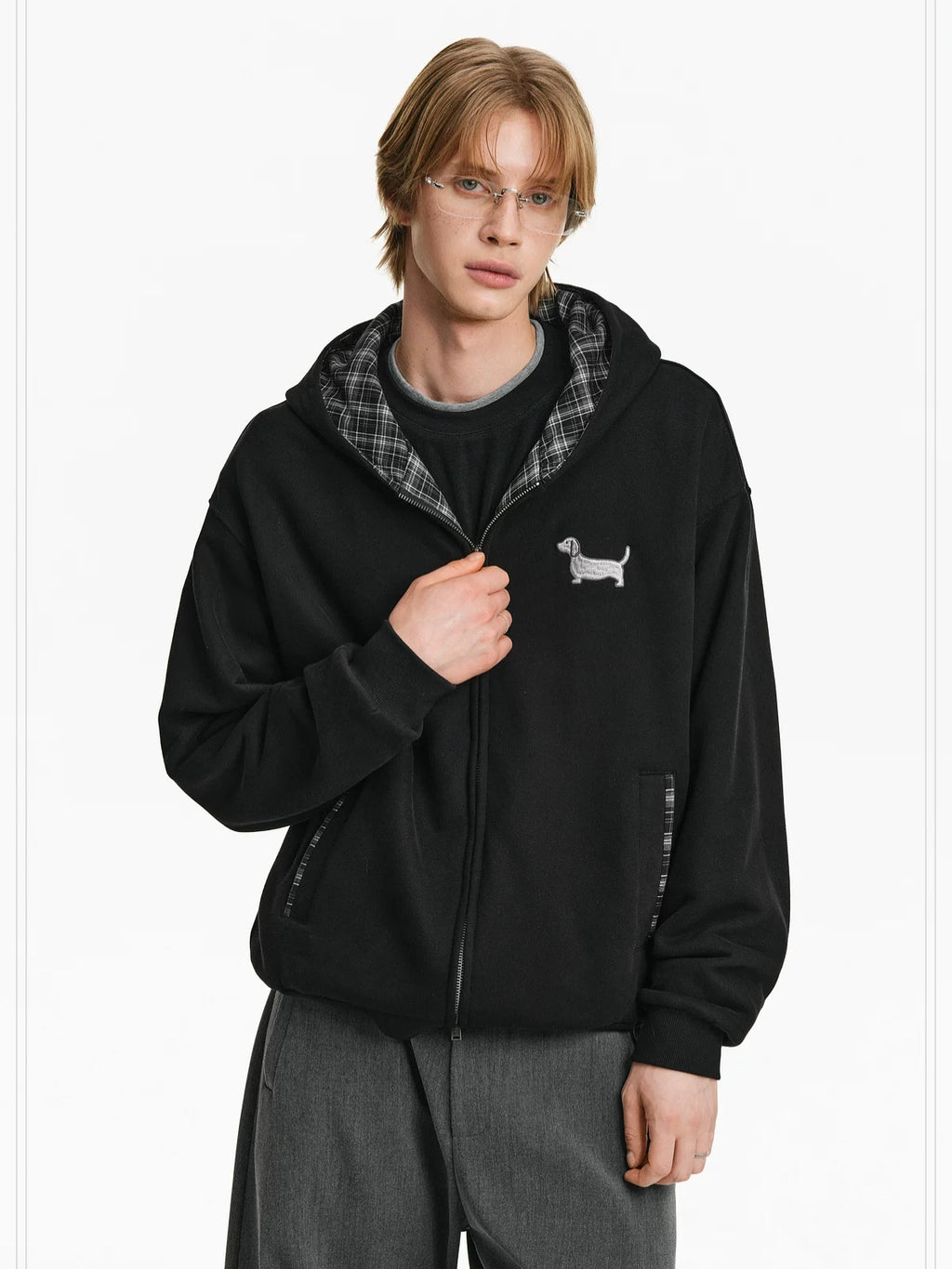 PCLP Breathable Cotton Blend Loose Fit Hooded Zipper Animal Print Unisex Daily Jacket