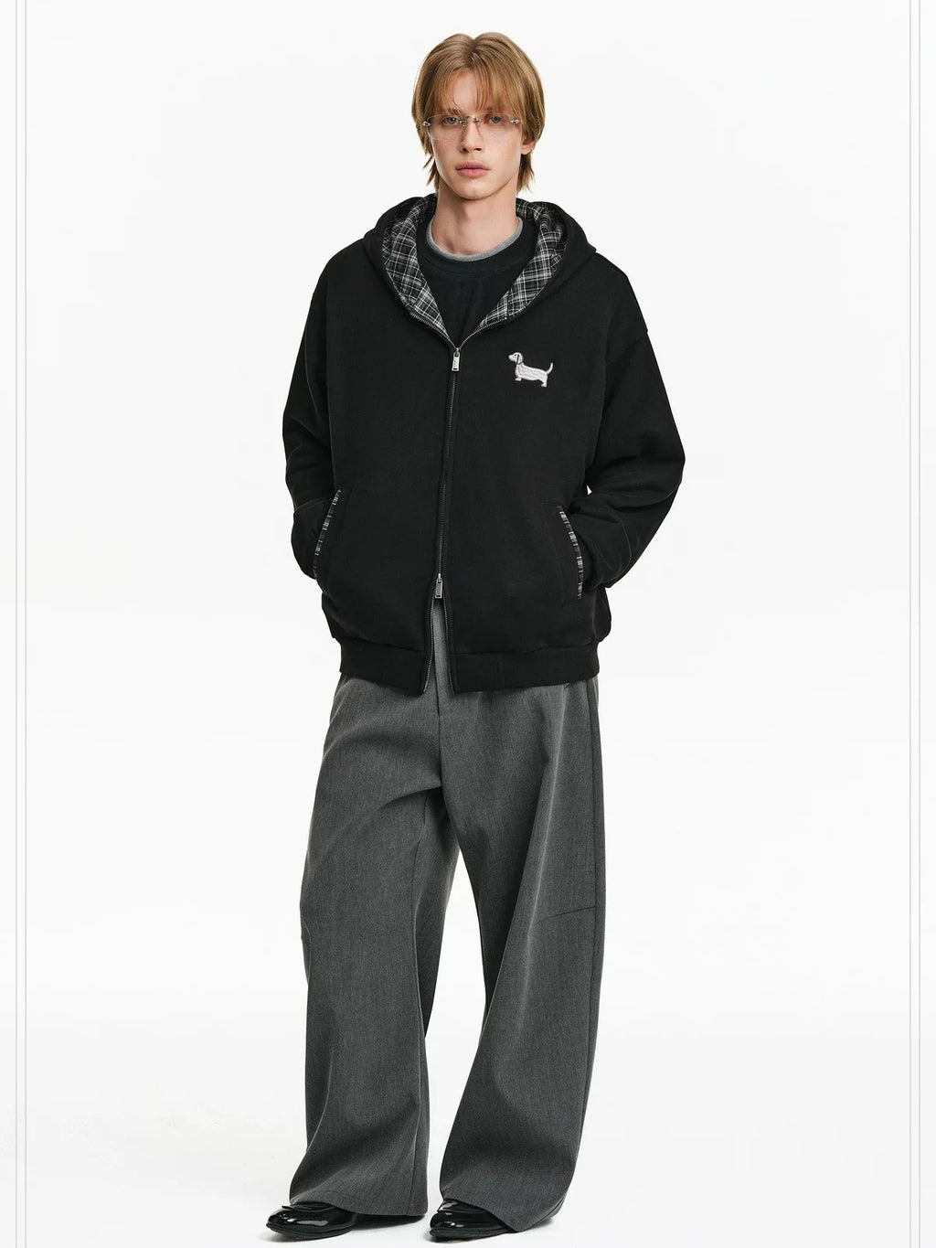 PCLP Breathable Cotton Blend Loose Fit Hooded Zipper Animal Print Unisex Daily Jacket