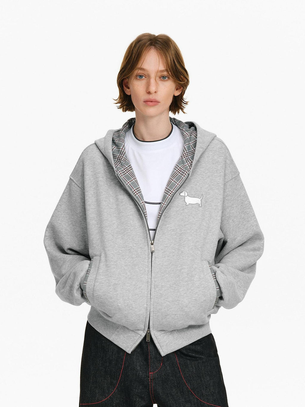 PCLP Breathable Cotton Blend Loose Fit Hooded Zipper Animal Print Unisex Daily Jacket