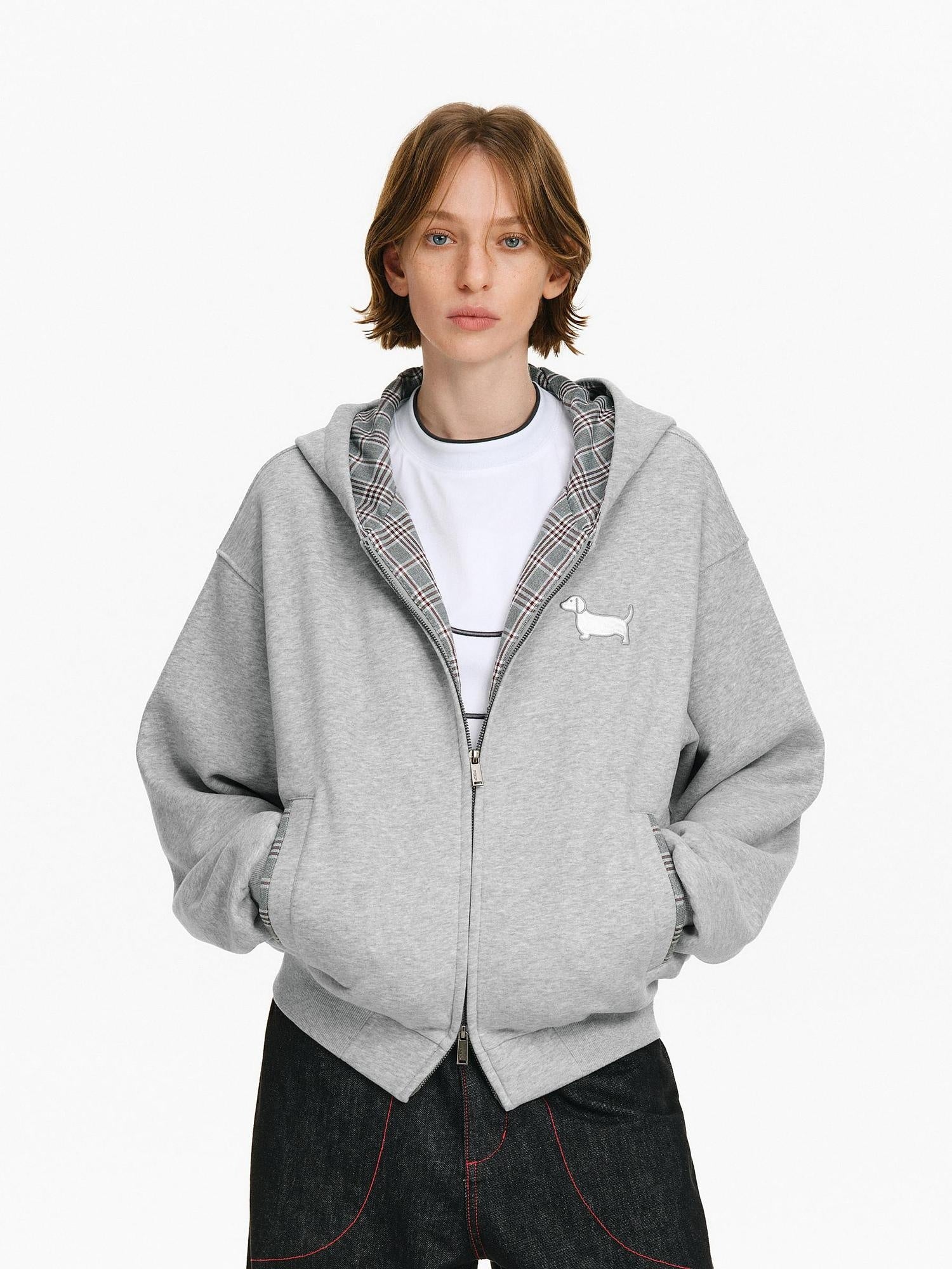 PCLP Breathable Cotton Blend Loose Fit Hooded Zipper Animal Print Unisex Daily Jacket