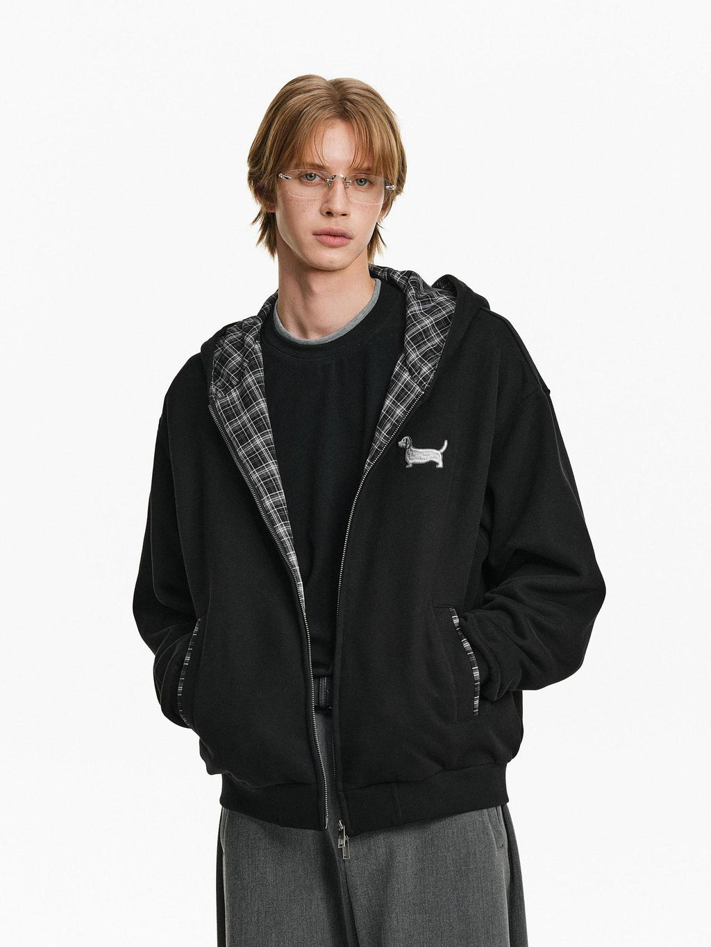 PCLP Breathable Cotton Blend Loose Fit Hooded Zipper Animal Print Unisex Daily Jacket