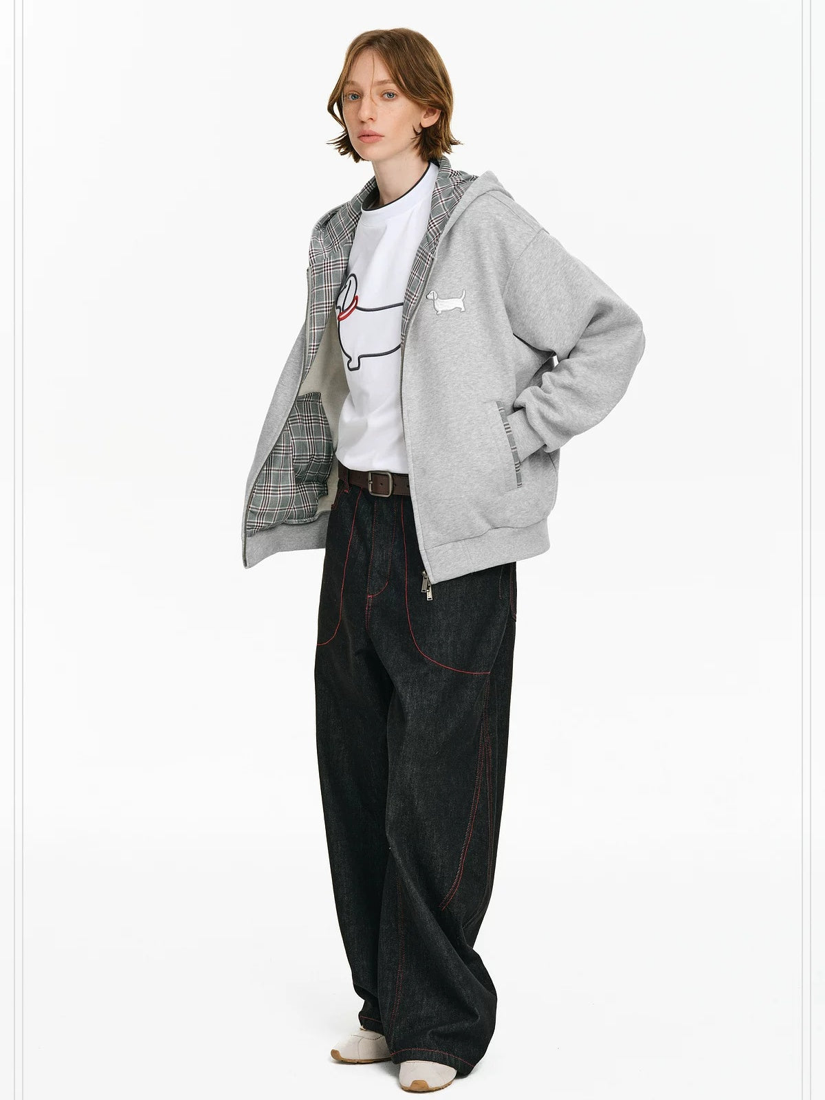 PCLP Breathable Cotton Blend Loose Fit Hooded Zipper Animal Print Unisex Daily Jacket