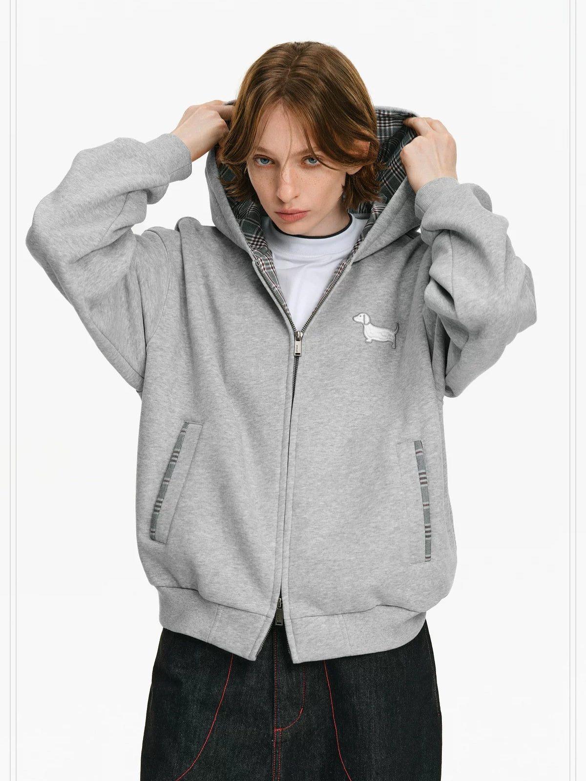 PCLP Breathable Cotton Blend Loose Fit Hooded Zipper Animal Print Unisex Daily Jacket