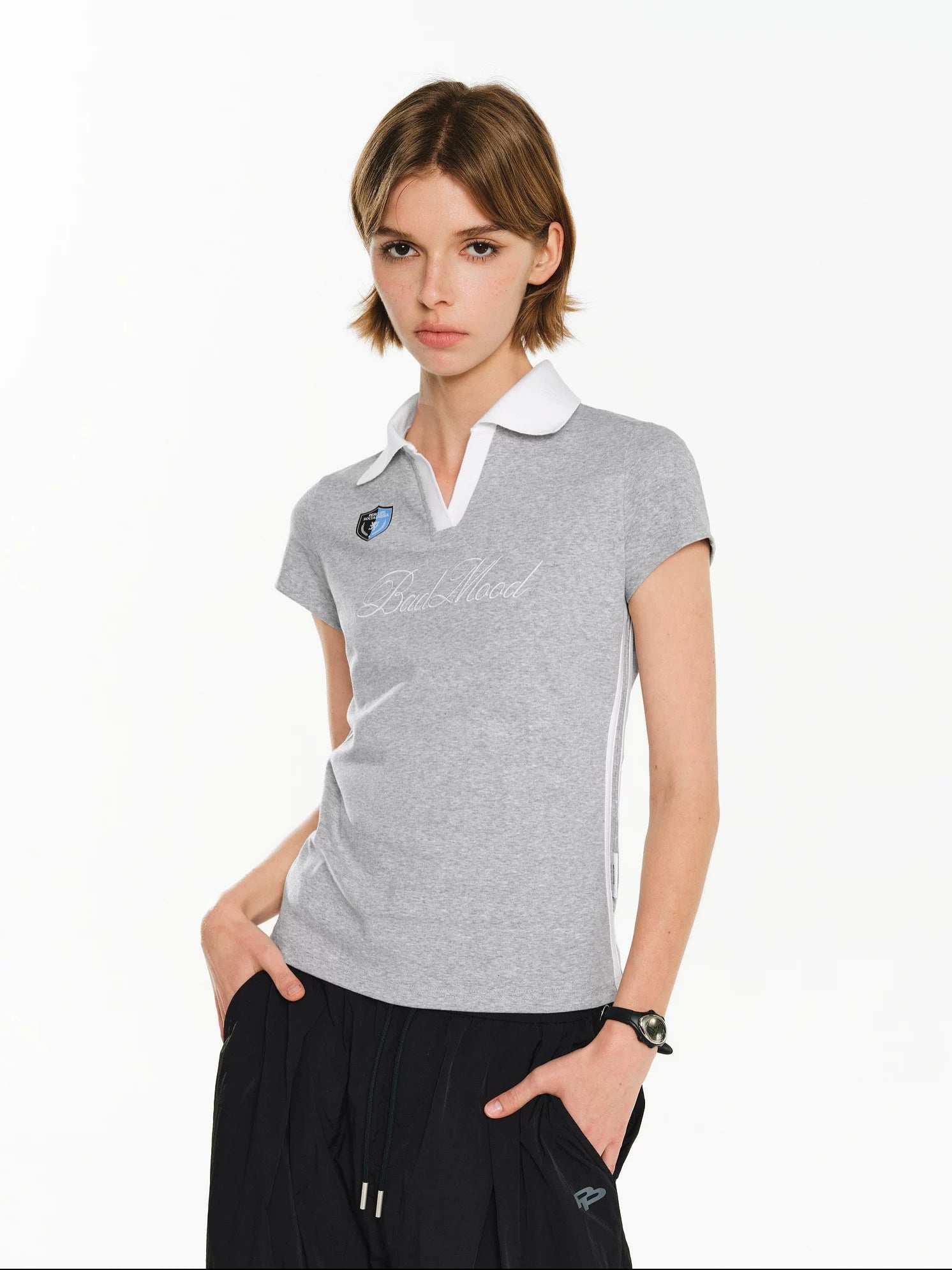 PCLP Breathable Cotton Blend Loose Fit Letter Print Round Neck Women Daily T-Shirt