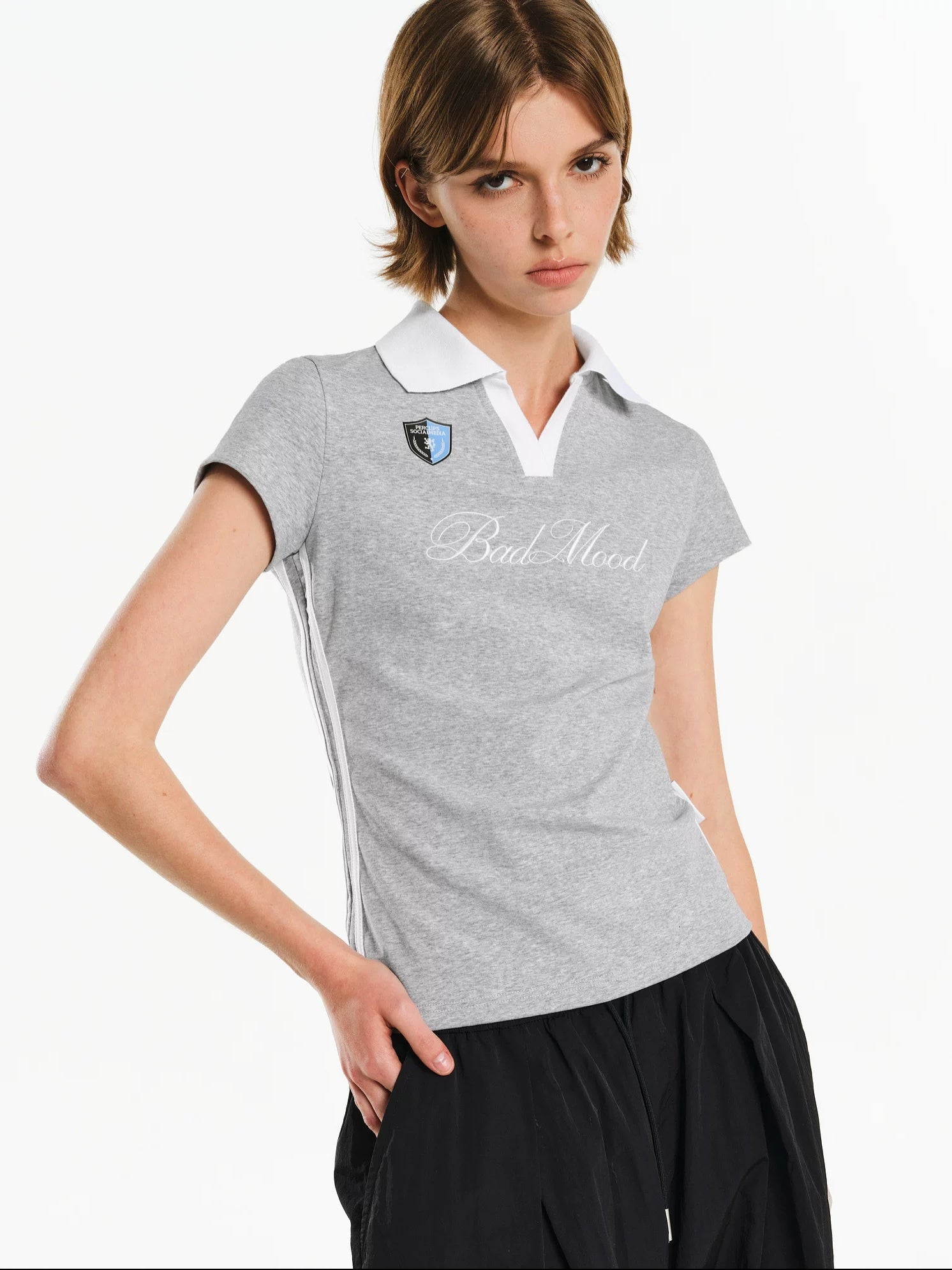 PCLP Breathable Cotton Blend Loose Fit Letter Print Round Neck Women Daily T-Shirt