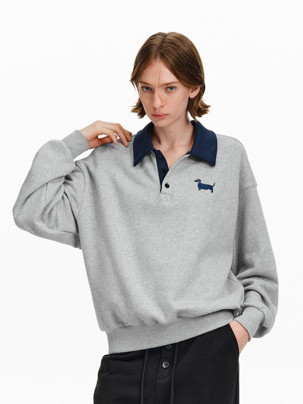 PCLP Breathable Cotton Blend Relaxed Polo Collar Unisex Animal Print Casual Top