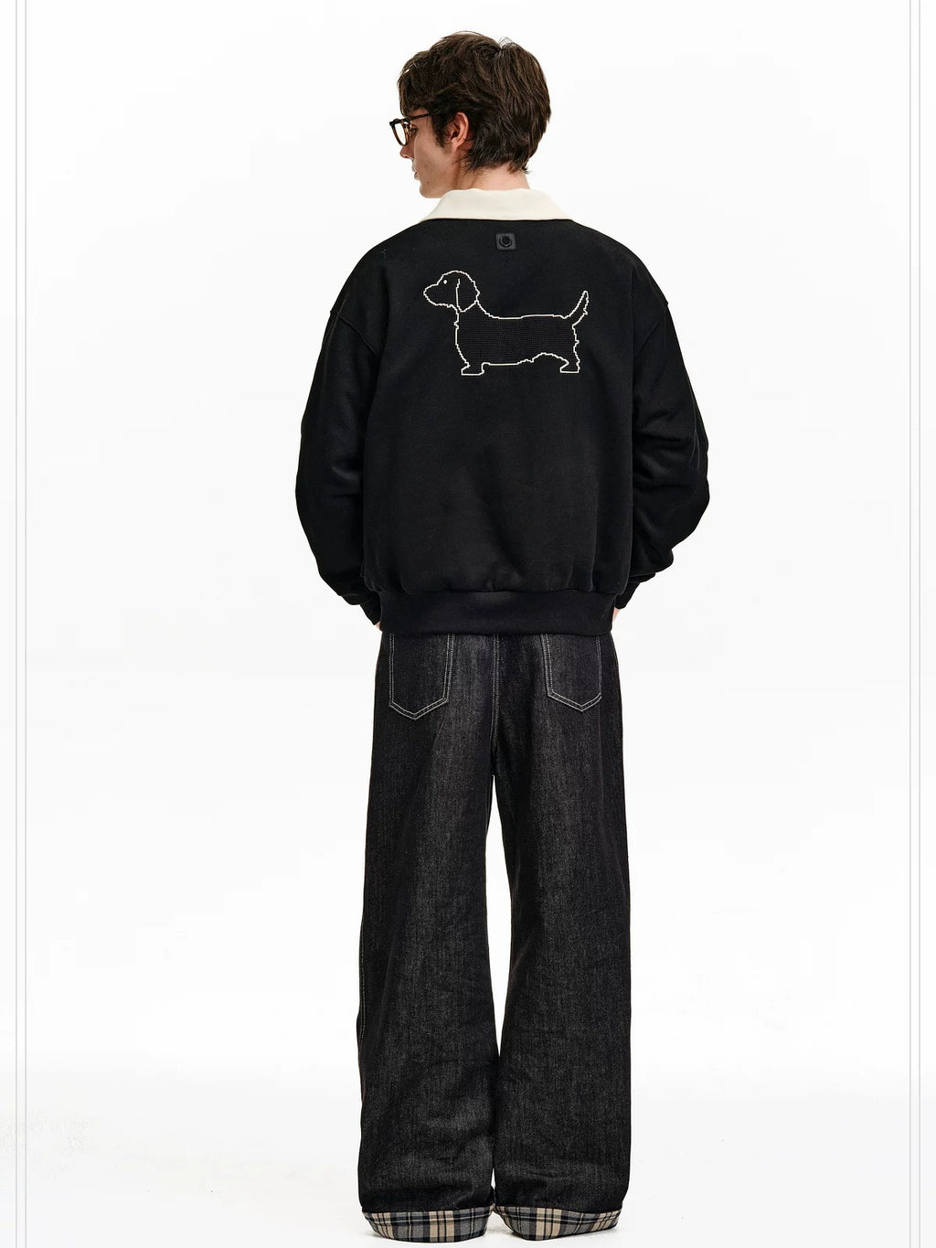 PCLP Breathable Cotton Blend Relaxed Polo Collar Unisex Animal Print Casual Top