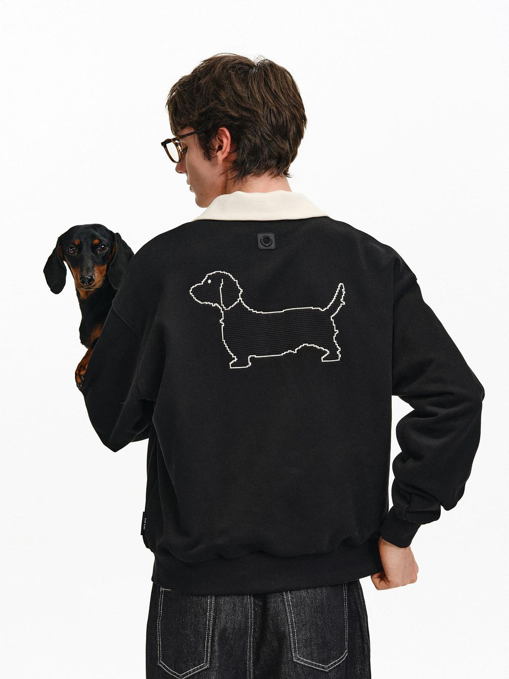 PCLP Breathable Cotton Blend Relaxed Polo Collar Unisex Animal Print Casual Top