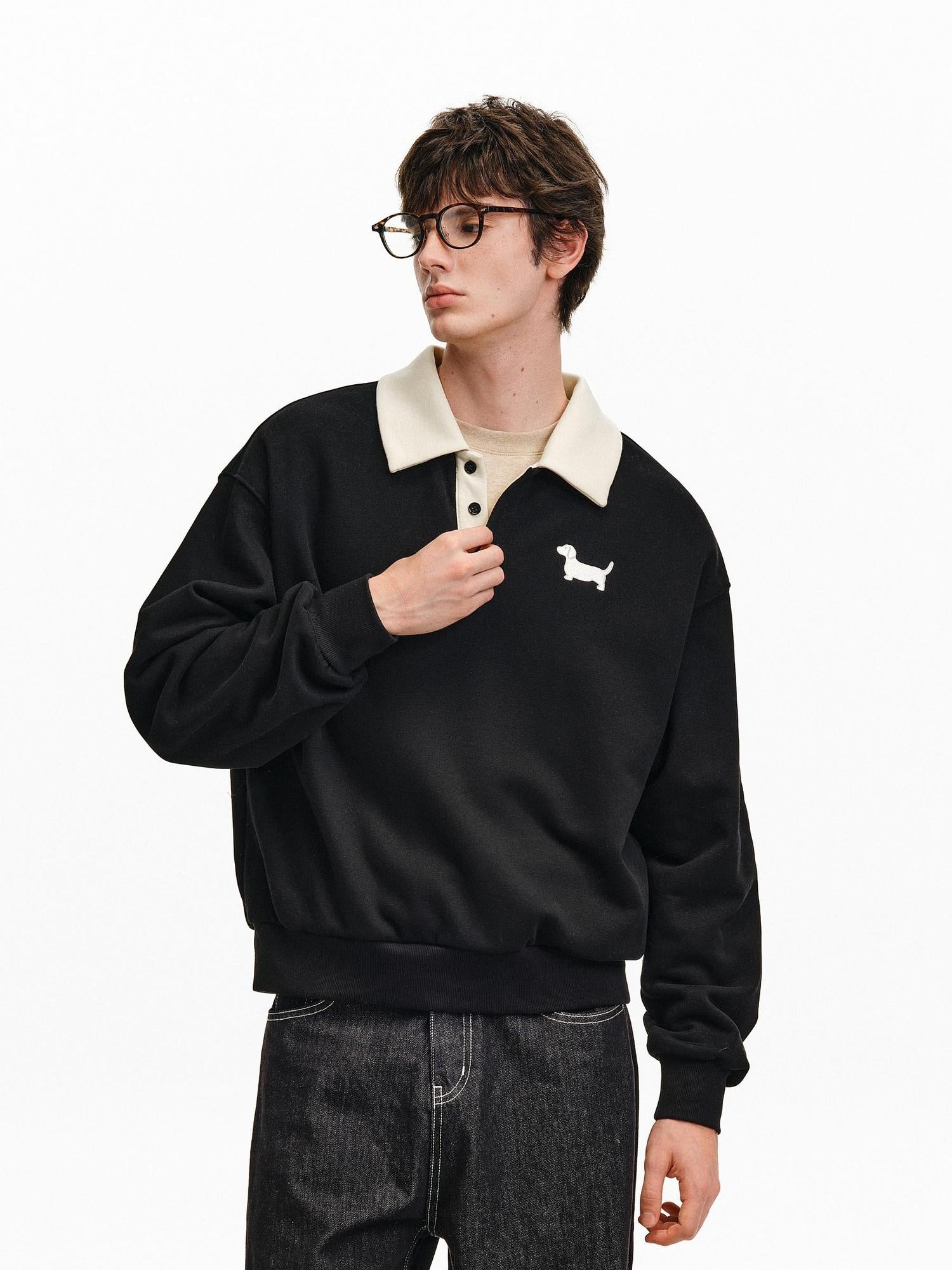 PCLP Breathable Cotton Blend Relaxed Polo Collar Unisex Animal Print Casual Top