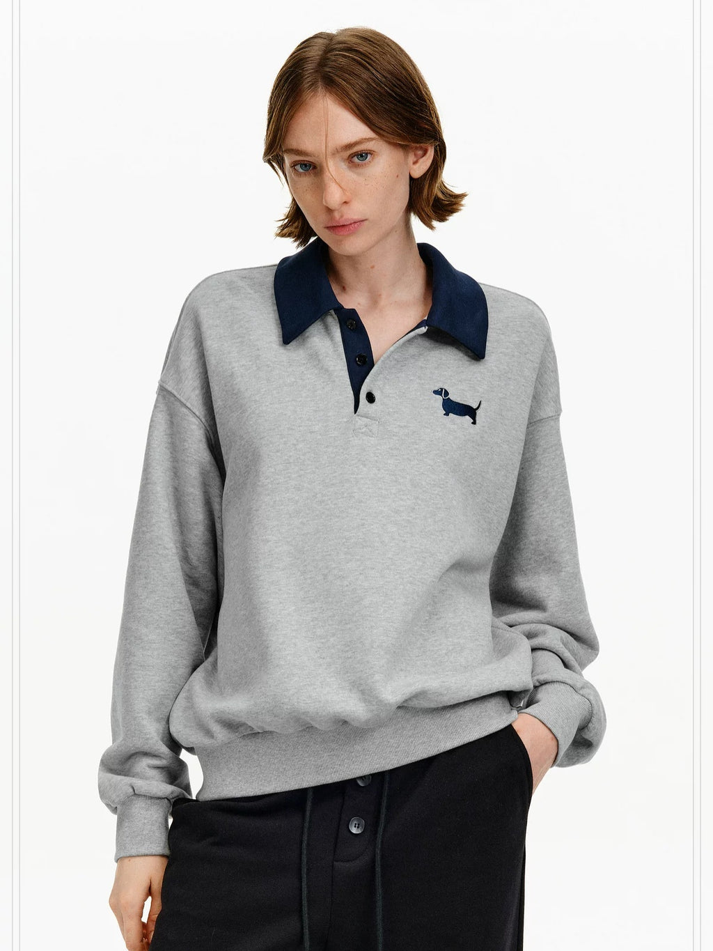 PCLP Breathable Cotton Blend Relaxed Polo Collar Unisex Animal Print Casual Top