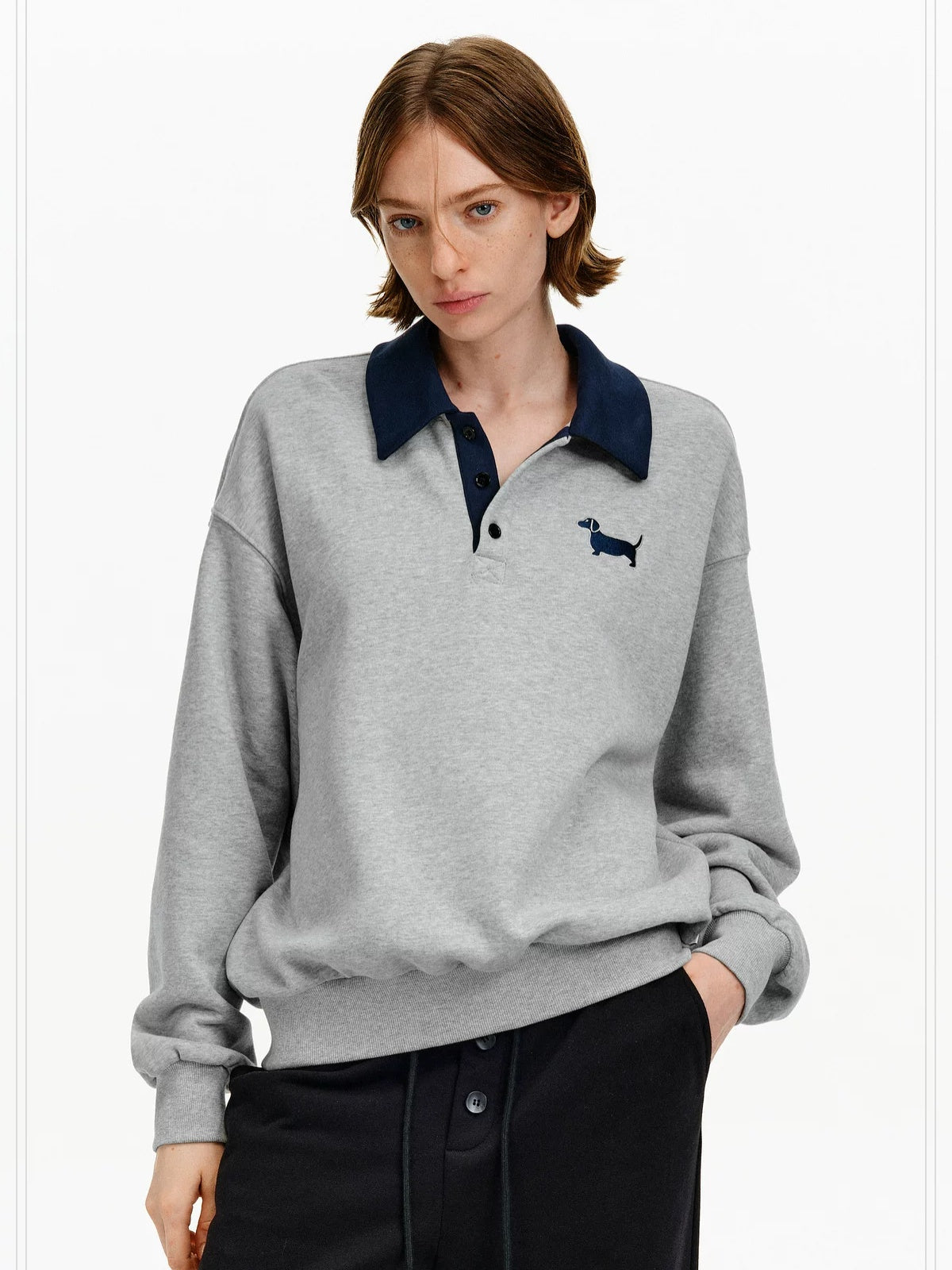 PCLP Breathable Cotton Blend Relaxed Polo Collar Unisex Animal Print Casual Top