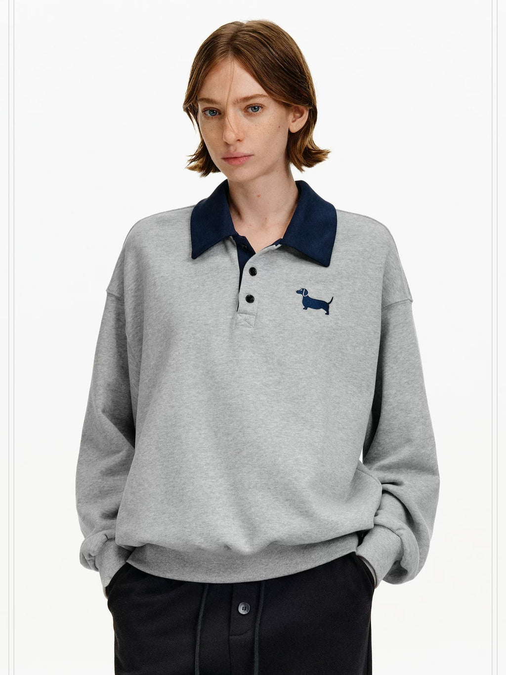 PCLP Breathable Cotton Blend Relaxed Polo Collar Unisex Animal Print Casual Top