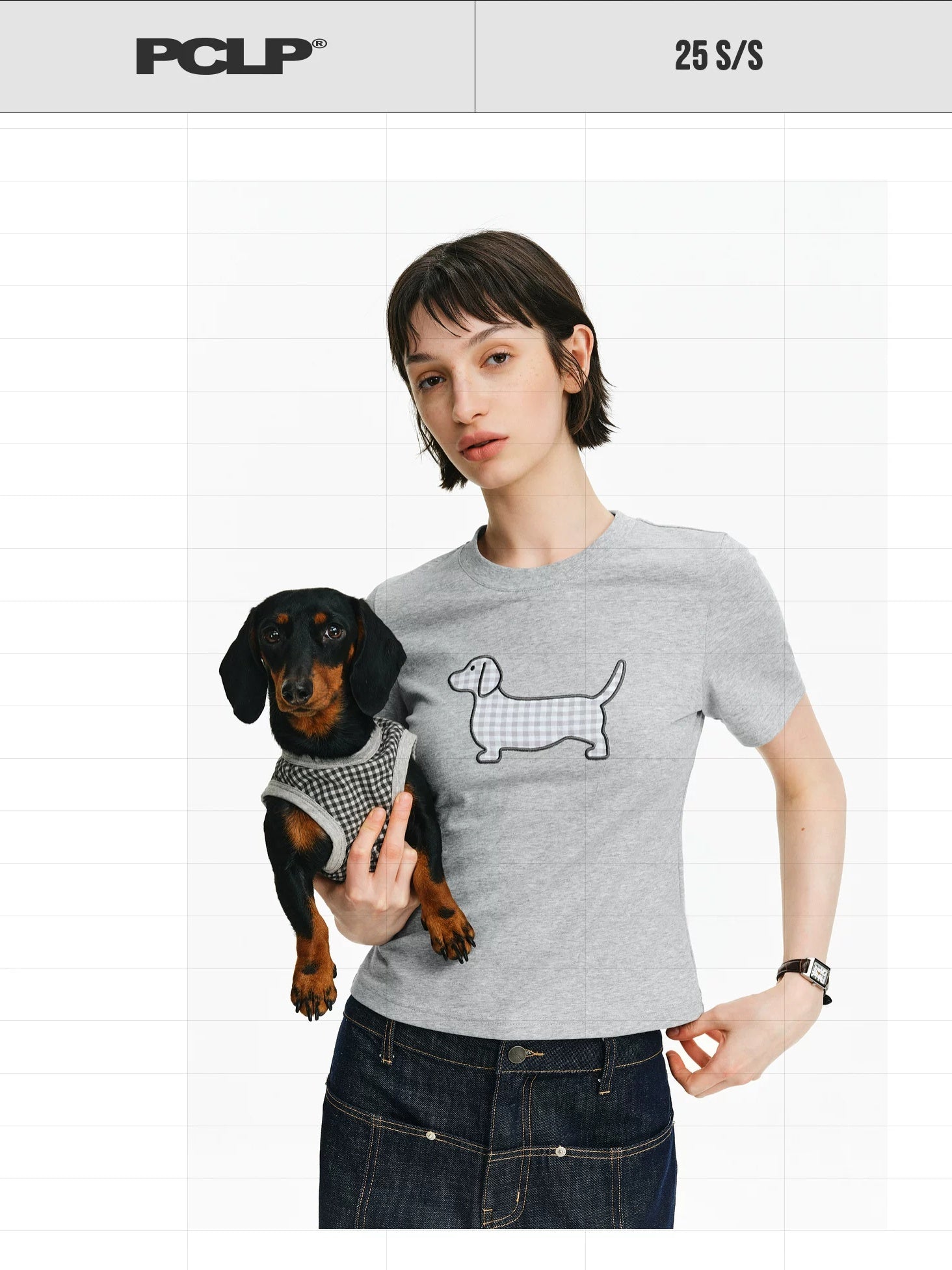 PCLP Breathable Embroidered Animal Print Slim Crew Neck Women Short Sleeve T-Shirt