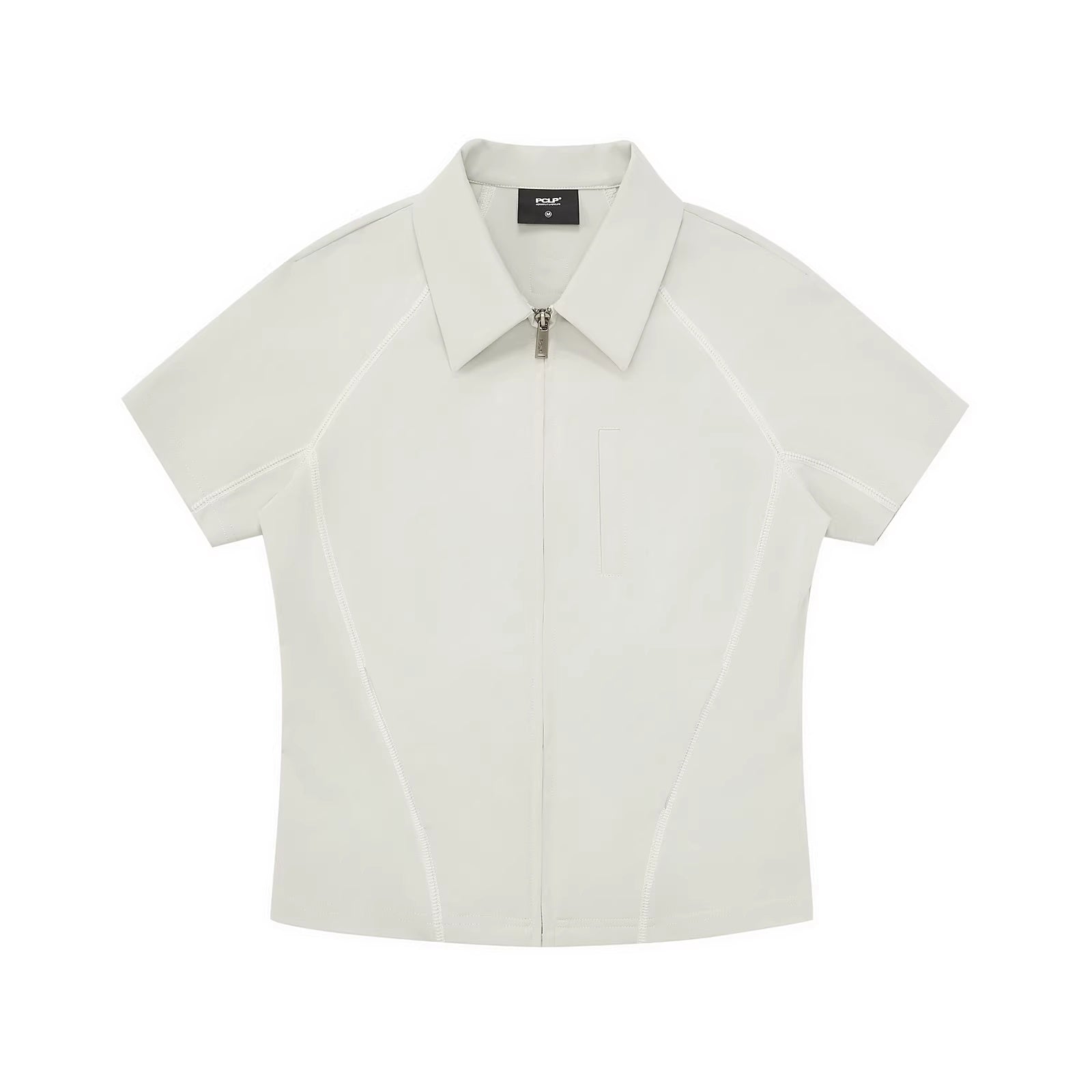 PCLP_Breathable_Geometric_Polo_Zipper_Short_Sleeve_Standard_Women_Everyday_T-Shirt_MISSTT