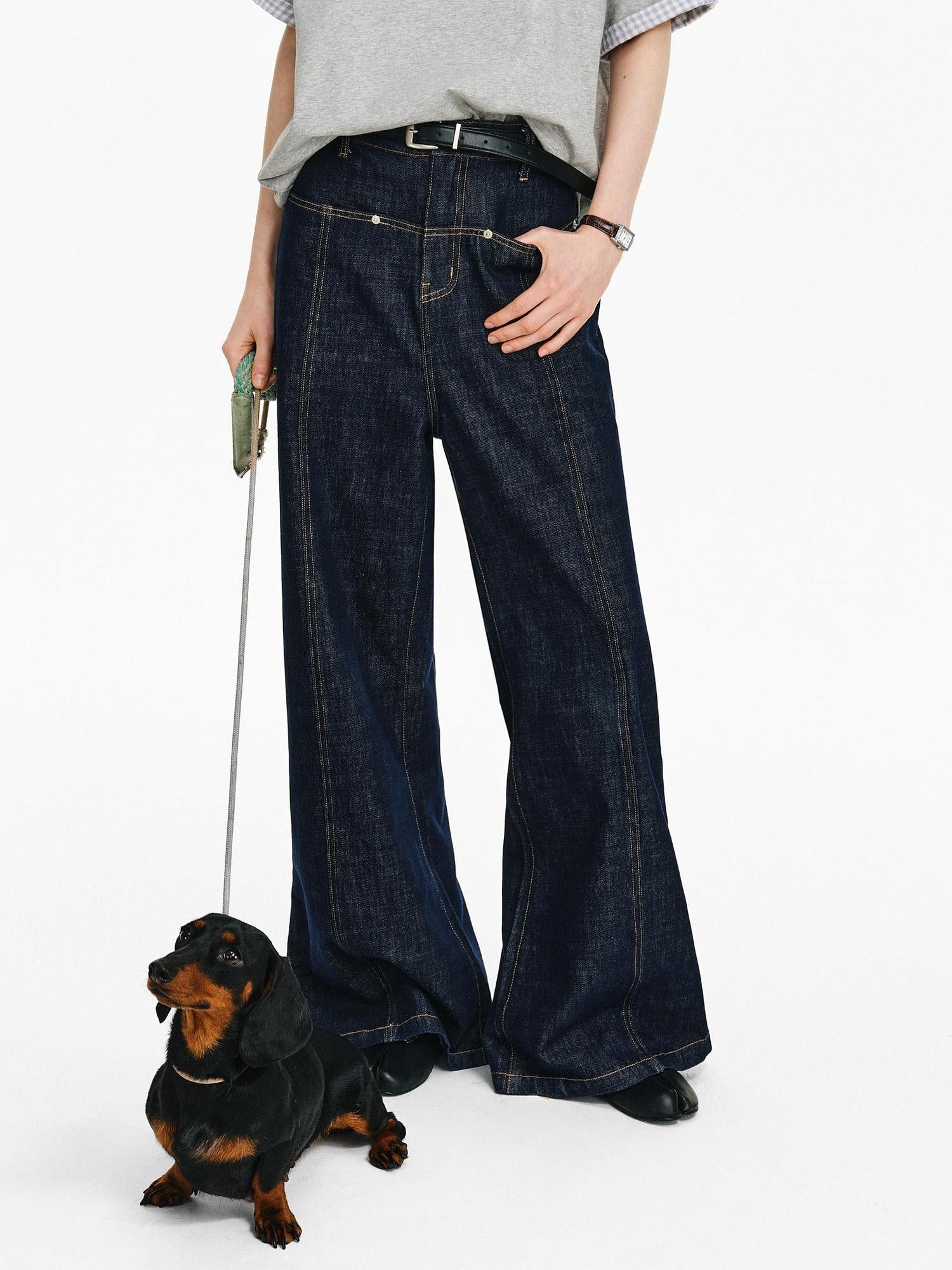 PCLP Breathable Light Stretch Casual Loose Natural Waist Women Denim Zip Fly Jeans