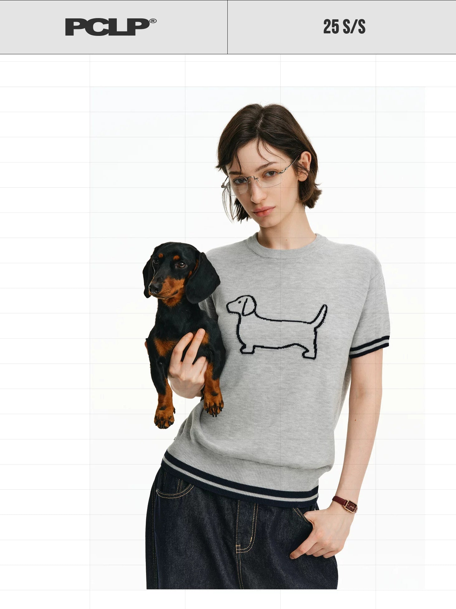 PCLP Breathable Loose Fit Animal Print Crew Neck Women Casual Grey T-Shirt