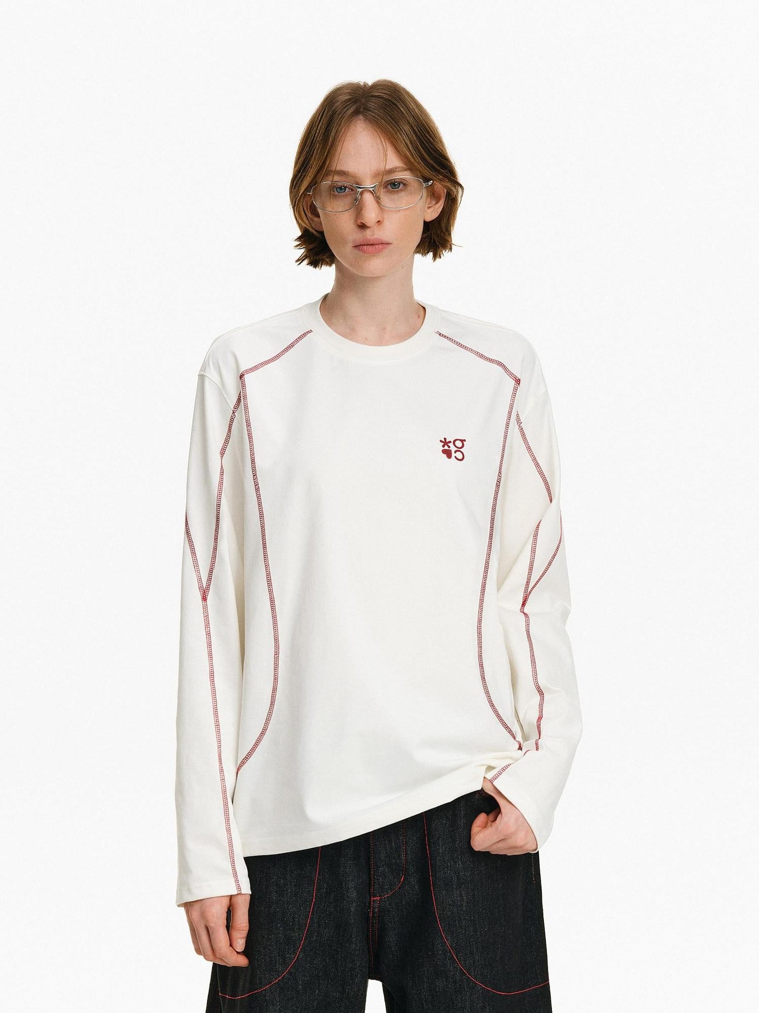 PCLP Breathable Loose Fit Letter Print Youth Unisex Cotton Blend Long Sleeve T-Shirt