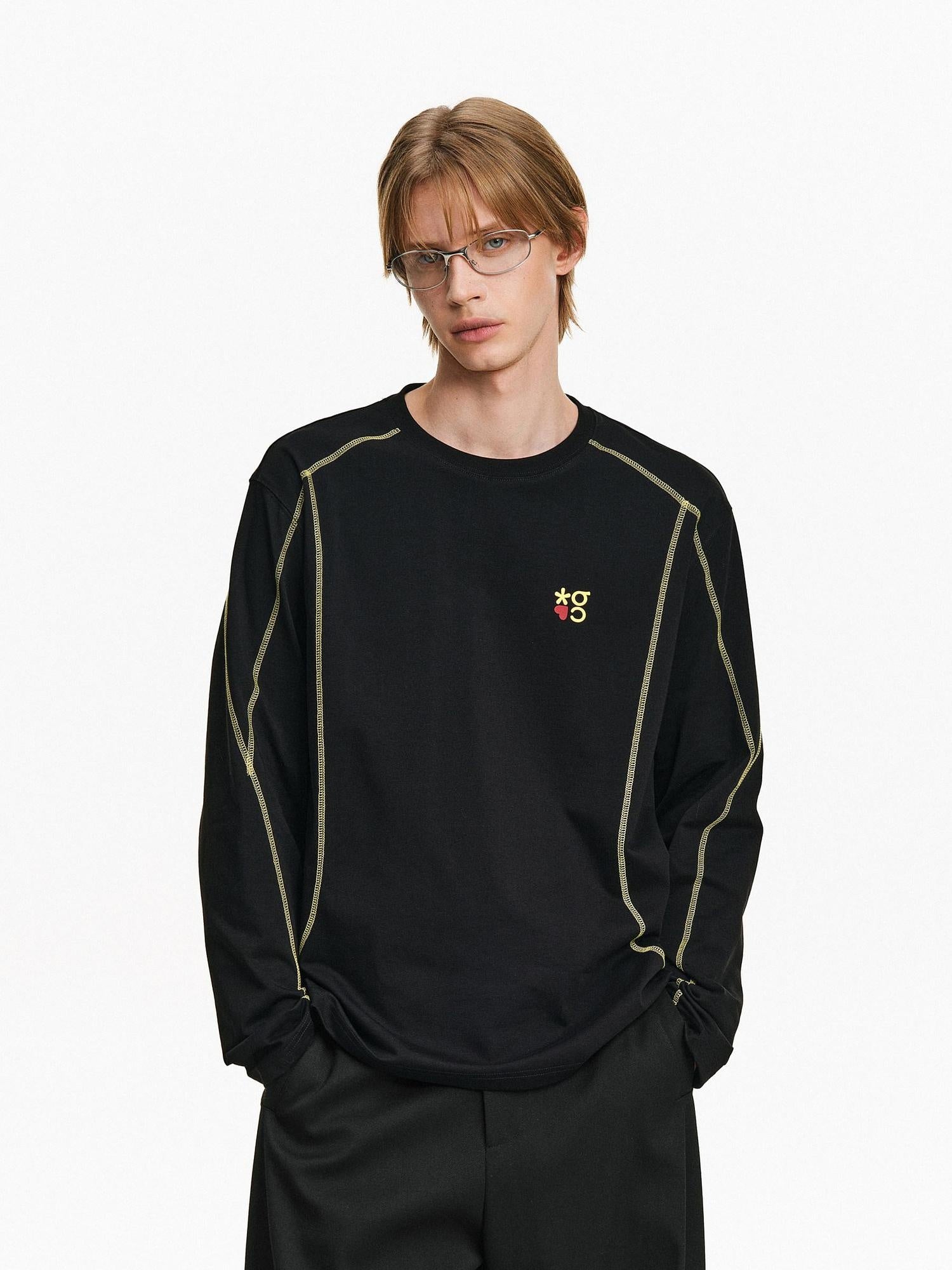 PCLP Breathable Loose Fit Letter Print Youth Unisex Cotton Blend Long Sleeve T-Shirt