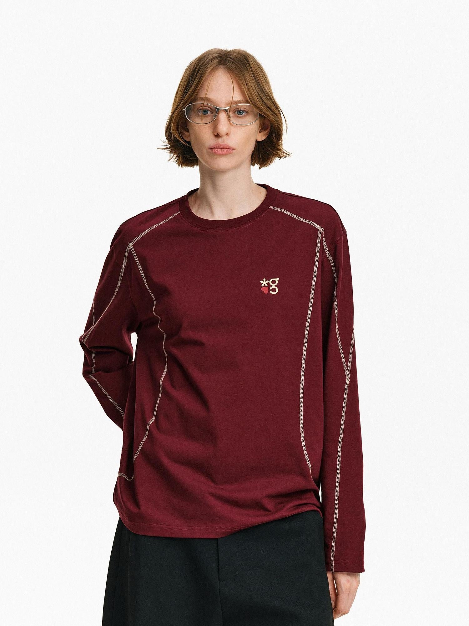 PCLP Breathable Loose Fit Letter Print Youth Unisex Cotton Blend Long Sleeve T-Shirt