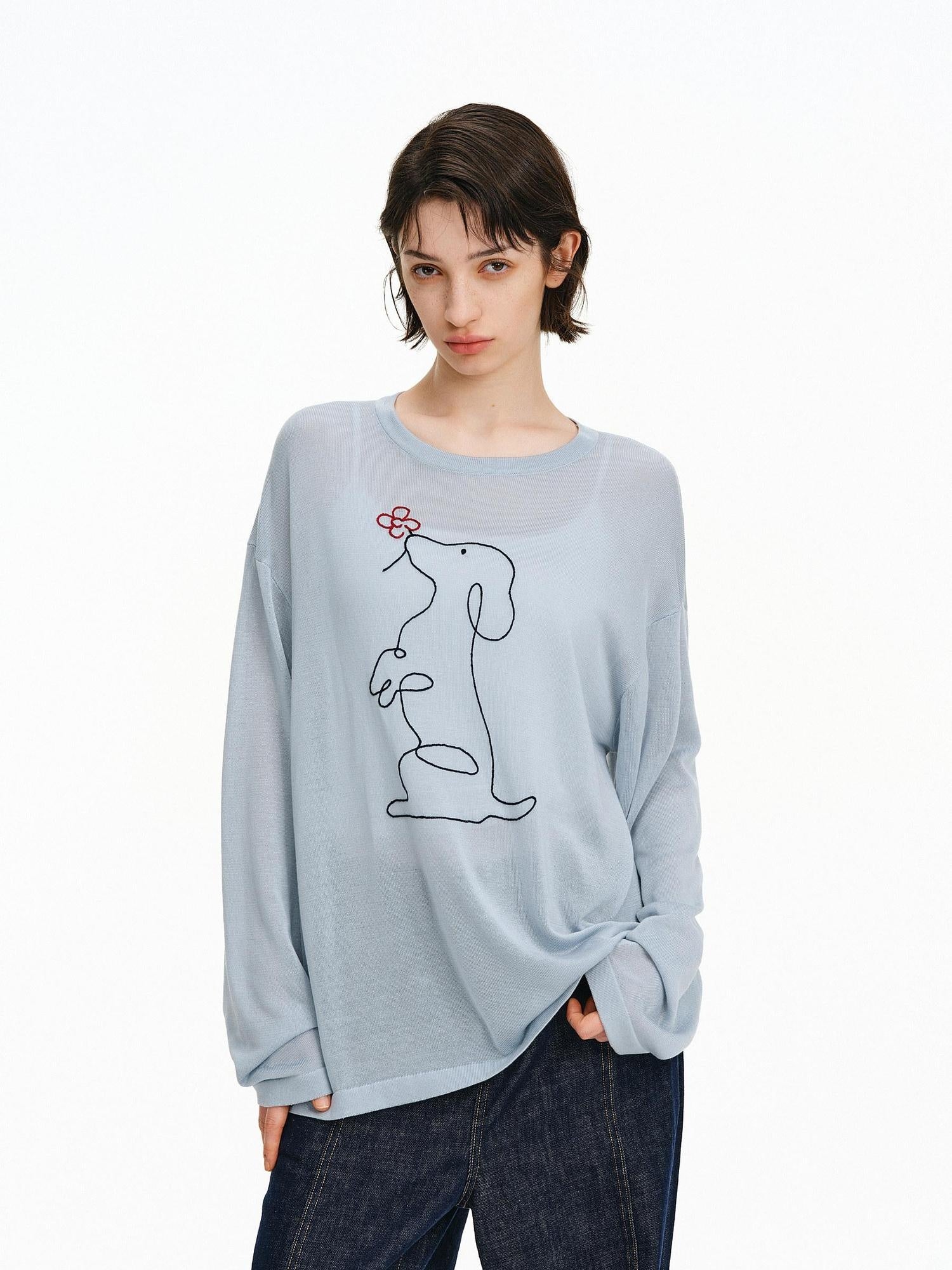 PCLP Breathable Lyocell Oversized Animal Print Casual Women Long Sleeve T-Shirt