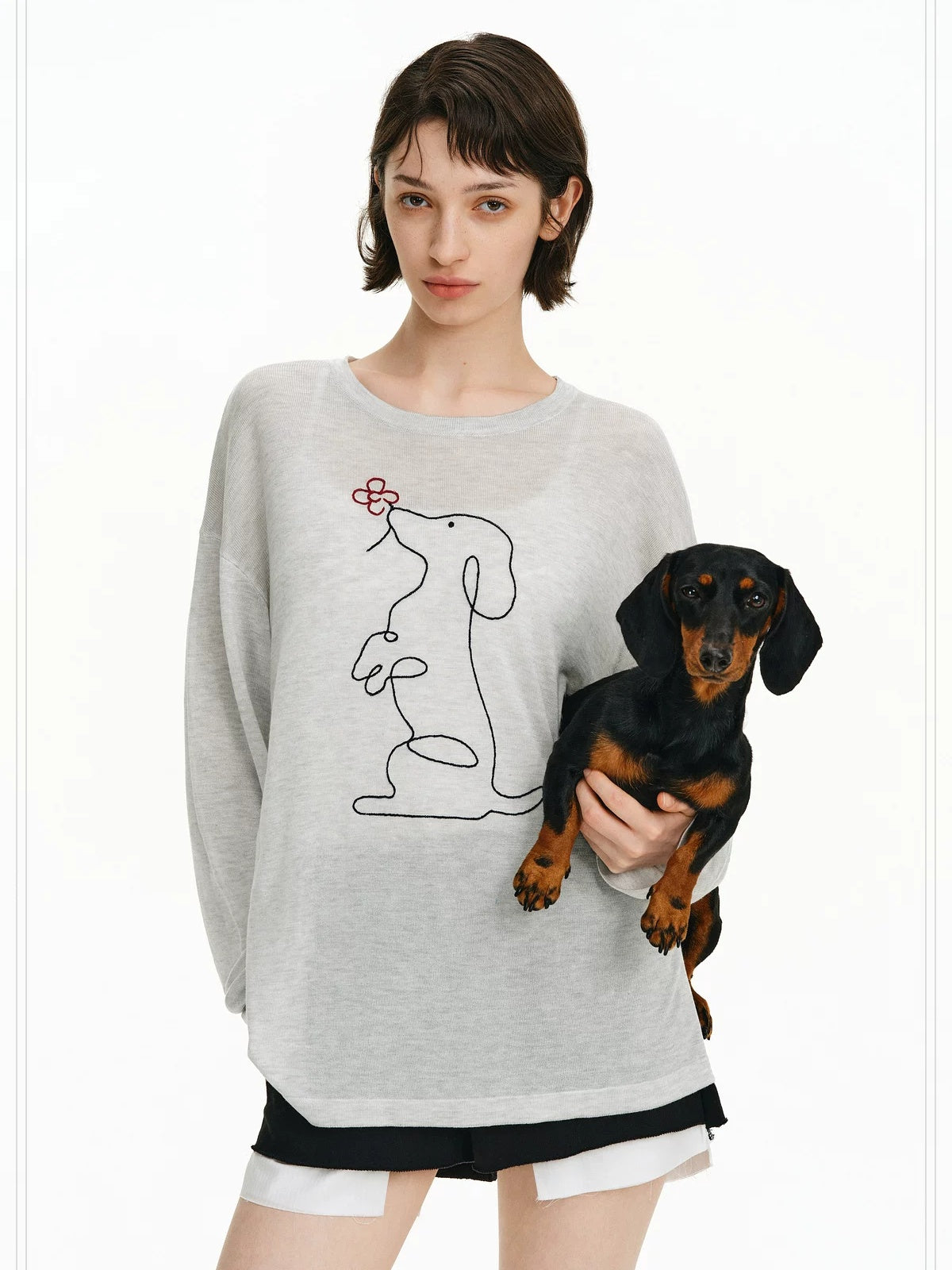 PCLP Breathable Lyocell Oversized Animal Print Casual Women Long Sleeve T-Shirt