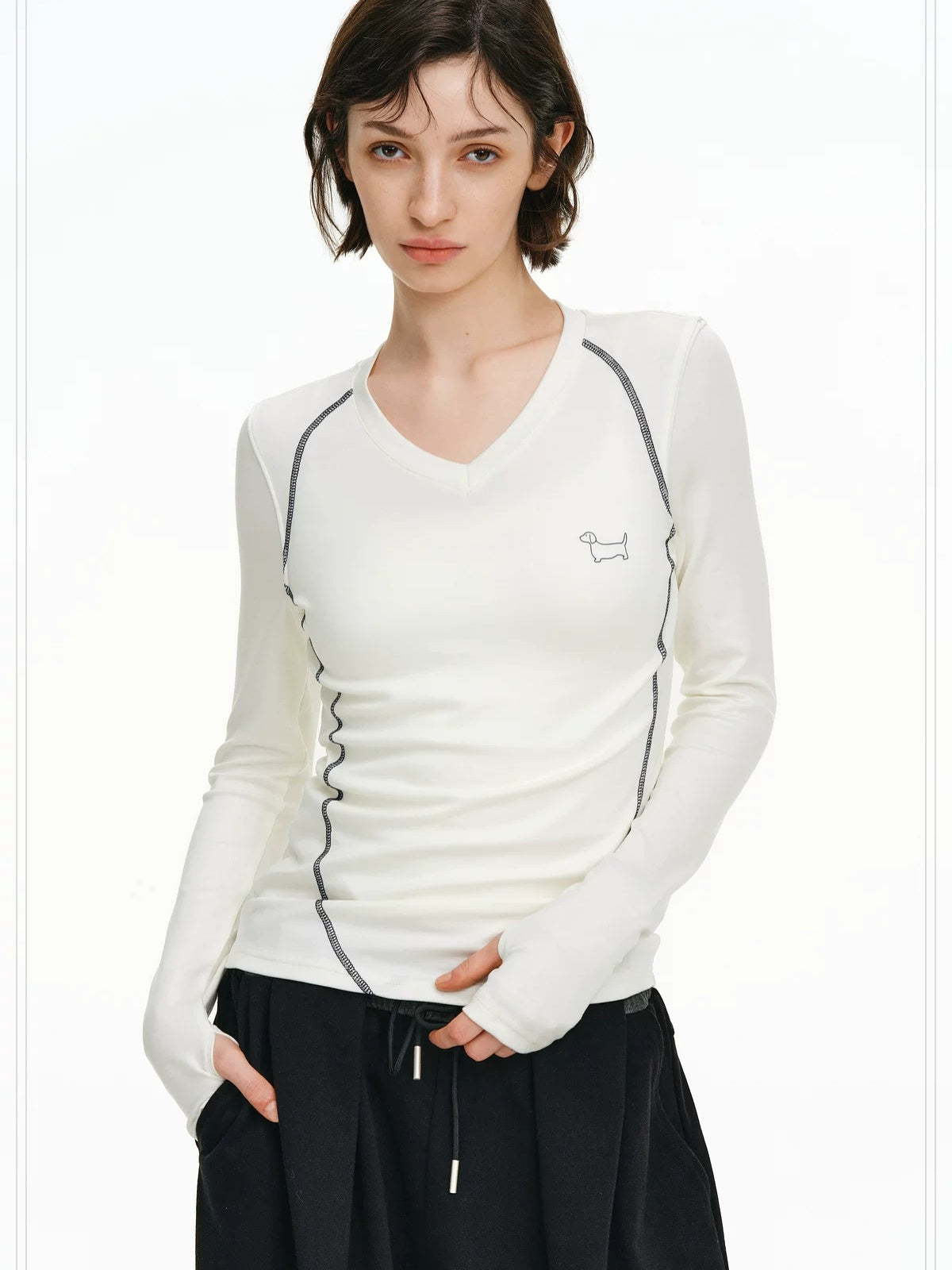 PCLP Breathable Lyocell Stretch Slim Fit Geometric Print Unisex Long Sleeve T-Shirt