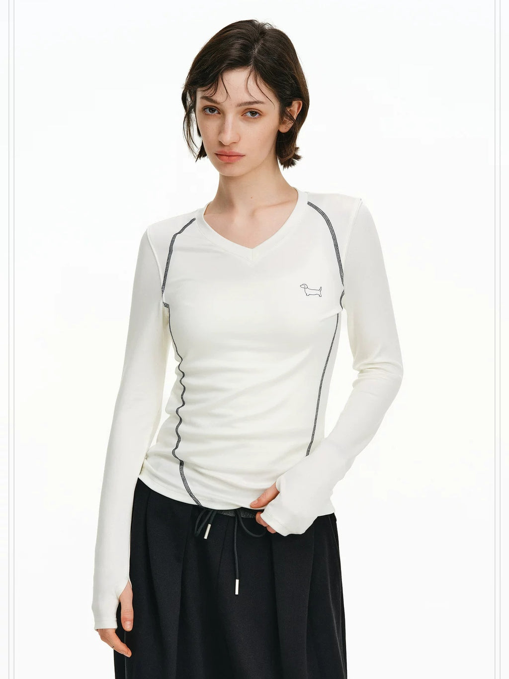 PCLP Breathable Lyocell Stretch Slim Fit Geometric Print Unisex Long Sleeve T-Shirt