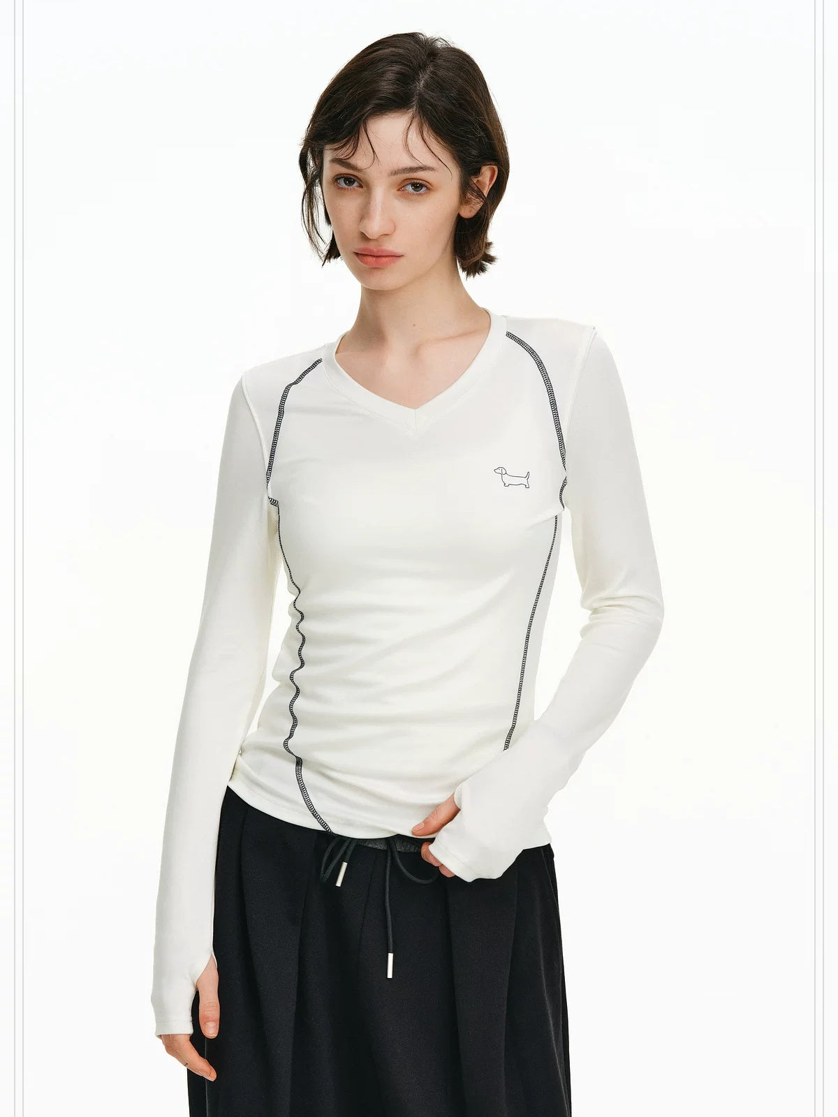 PCLP Breathable Lyocell Stretch Slim Fit Geometric Print Unisex Long Sleeve T-Shirt
