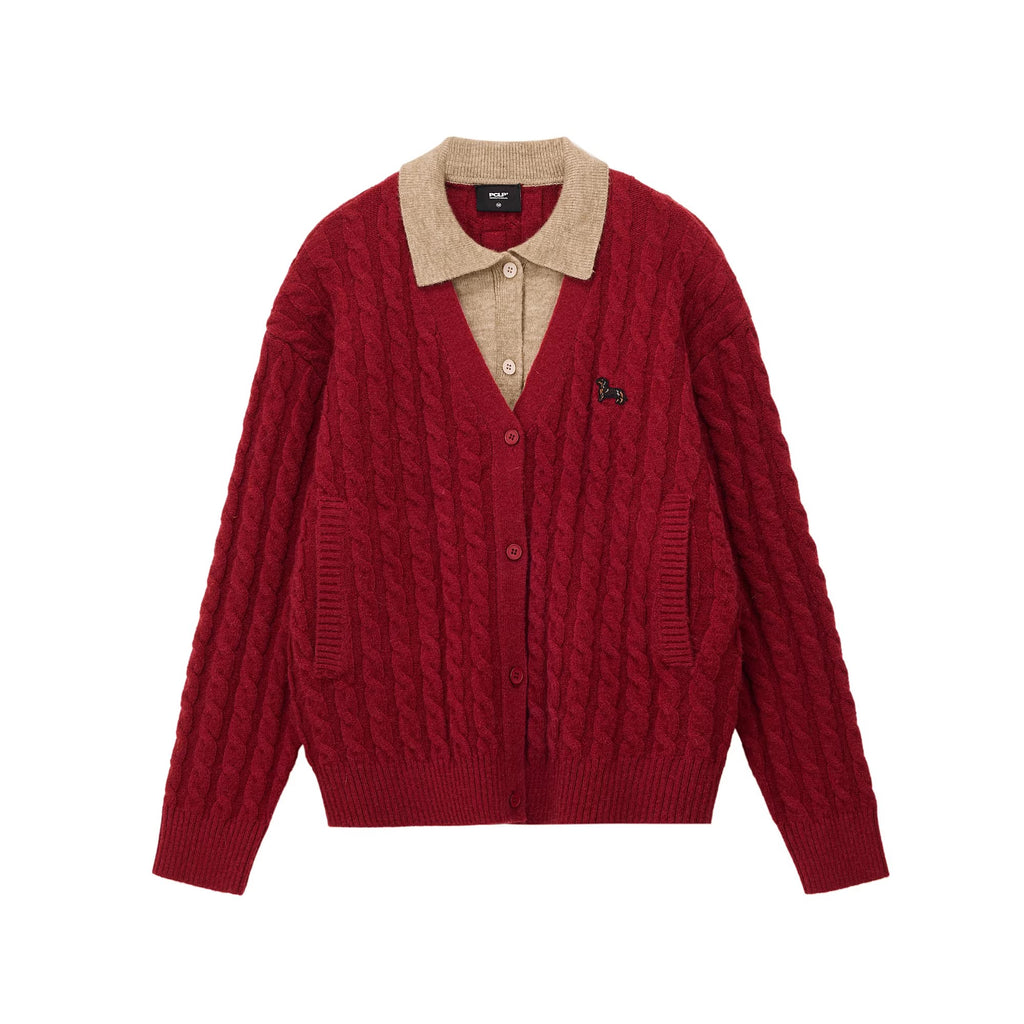 PCLP_Button_Front_Polo_Collar_Layered_Look_Double_Knit_Thick_Unisex_Daily_Sweater_MISSTT