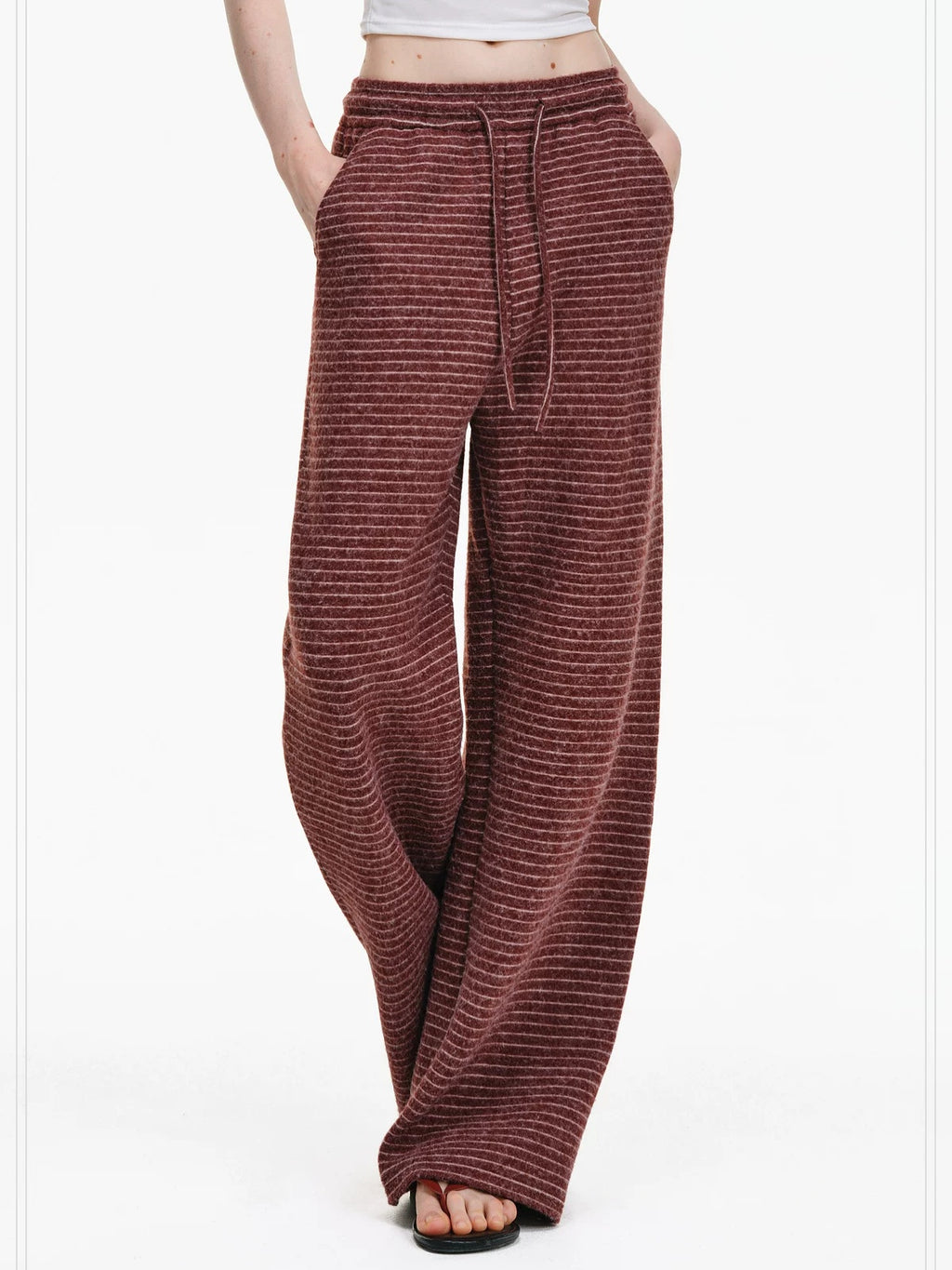 PCLP Colorblock Mid Rise Straight Leg Youth Casual Striped Synthetic Pants