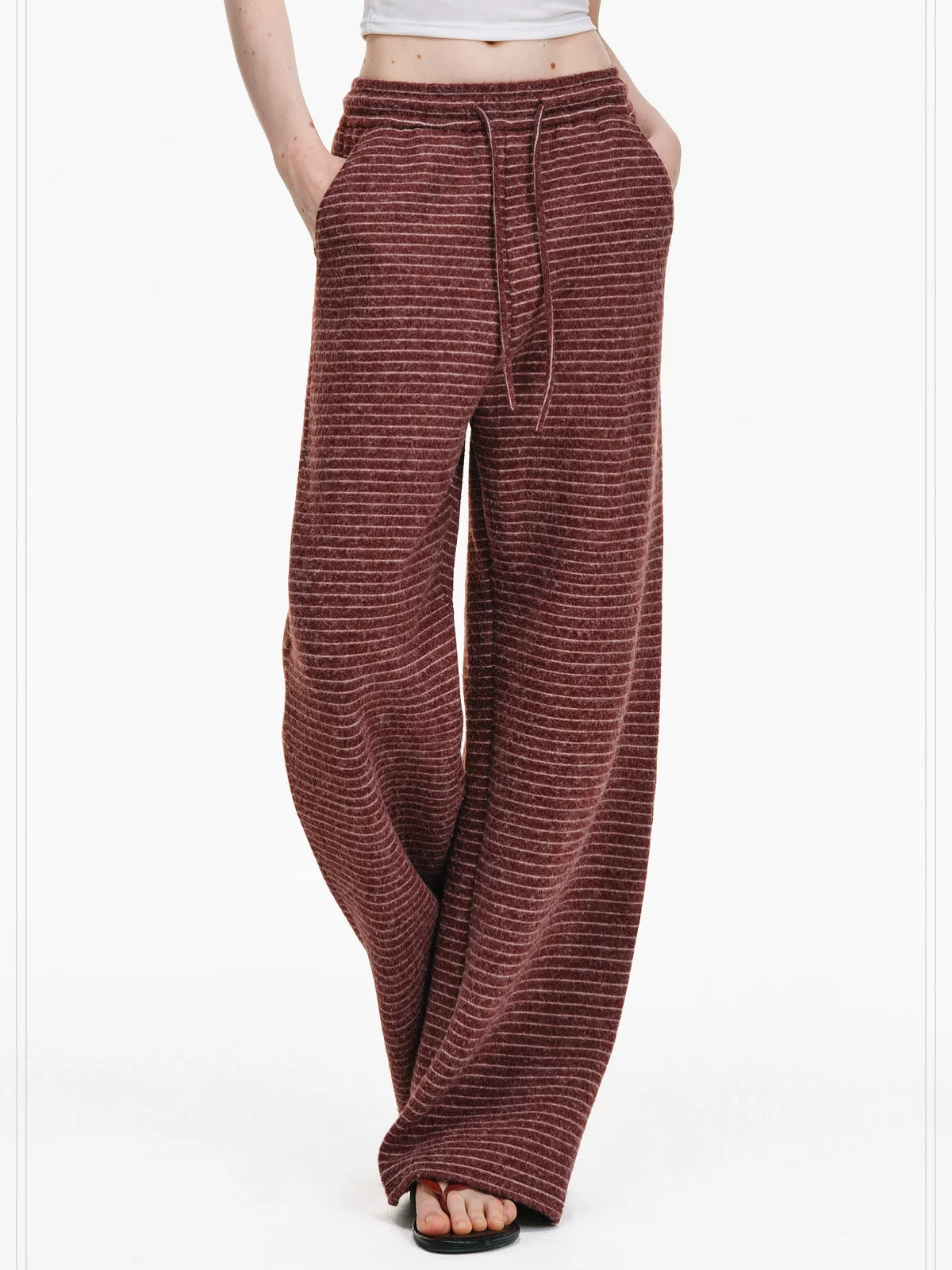 PCLP Colorblock Mid Rise Straight Leg Youth Casual Striped Synthetic Pants