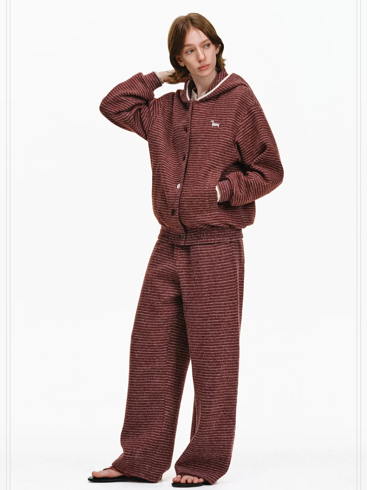 PCLP Colorblock Mid Rise Straight Leg Youth Casual Striped Synthetic Pants