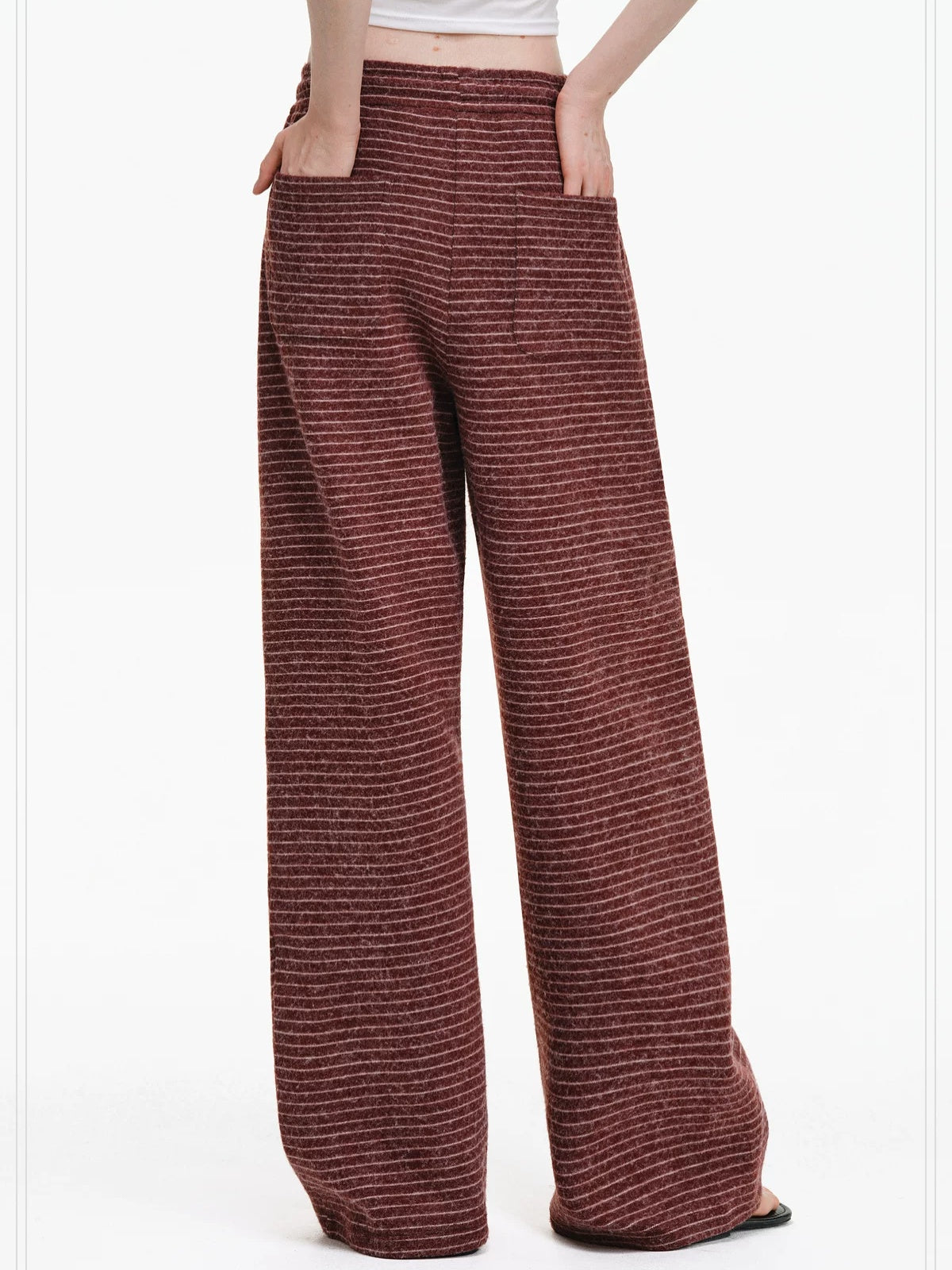PCLP Colorblock Mid Rise Straight Leg Youth Casual Striped Synthetic Pants