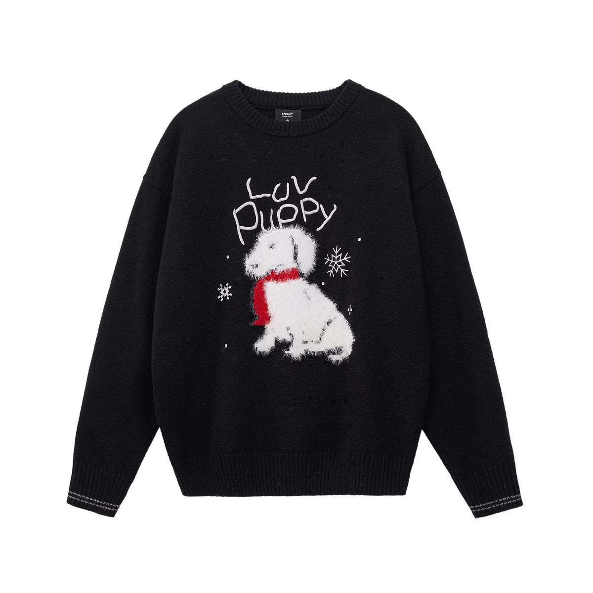 PCLP_Cozy_Thick_Graffiti_Knit_Pullover_Unisex_Casual_Round_Neck_Red_Black_Sweater_MISSTT