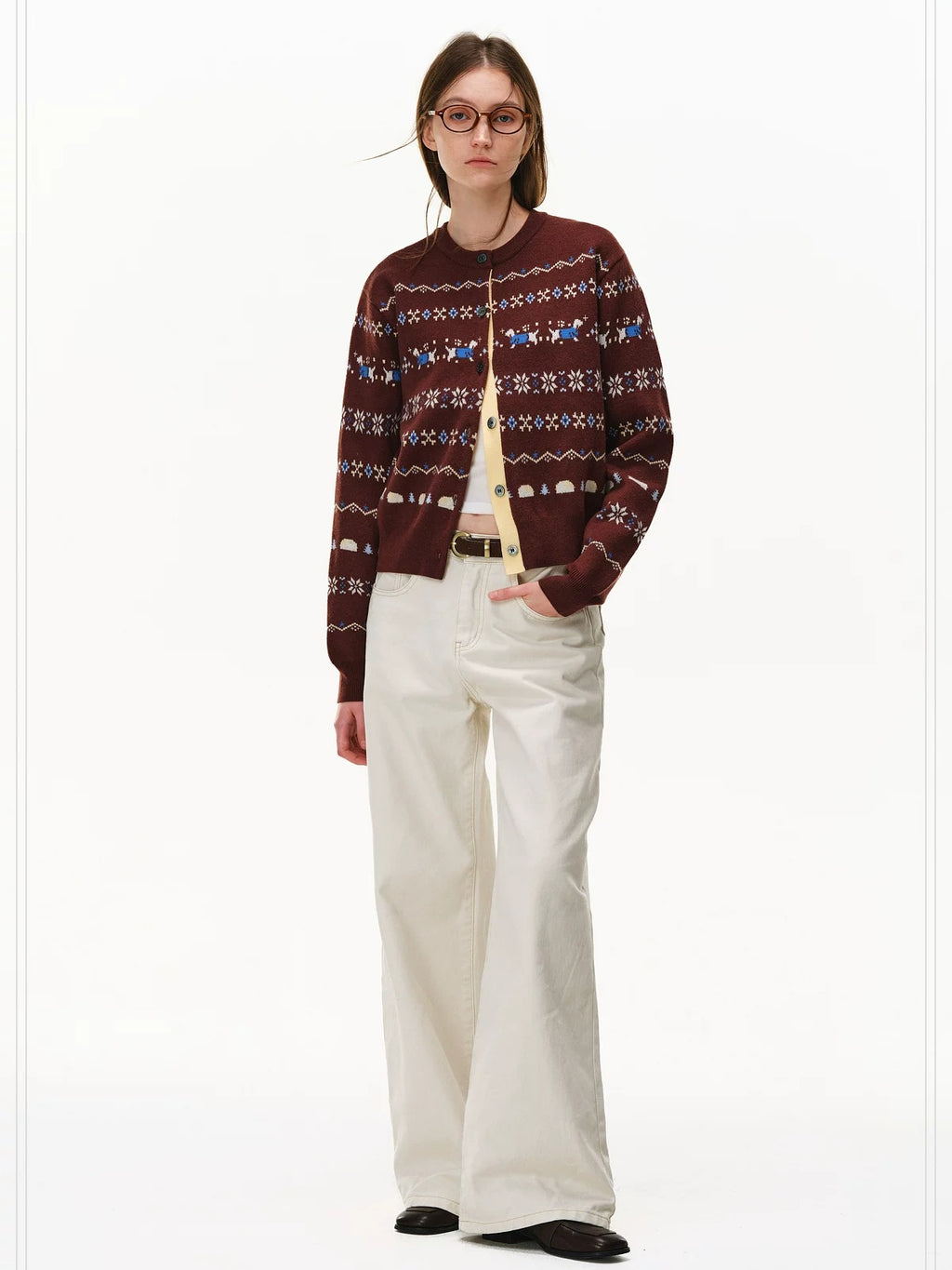 PCLP Digital Animal Print Button Cardigan Regular Fit Women Dance Polyblend Sweater