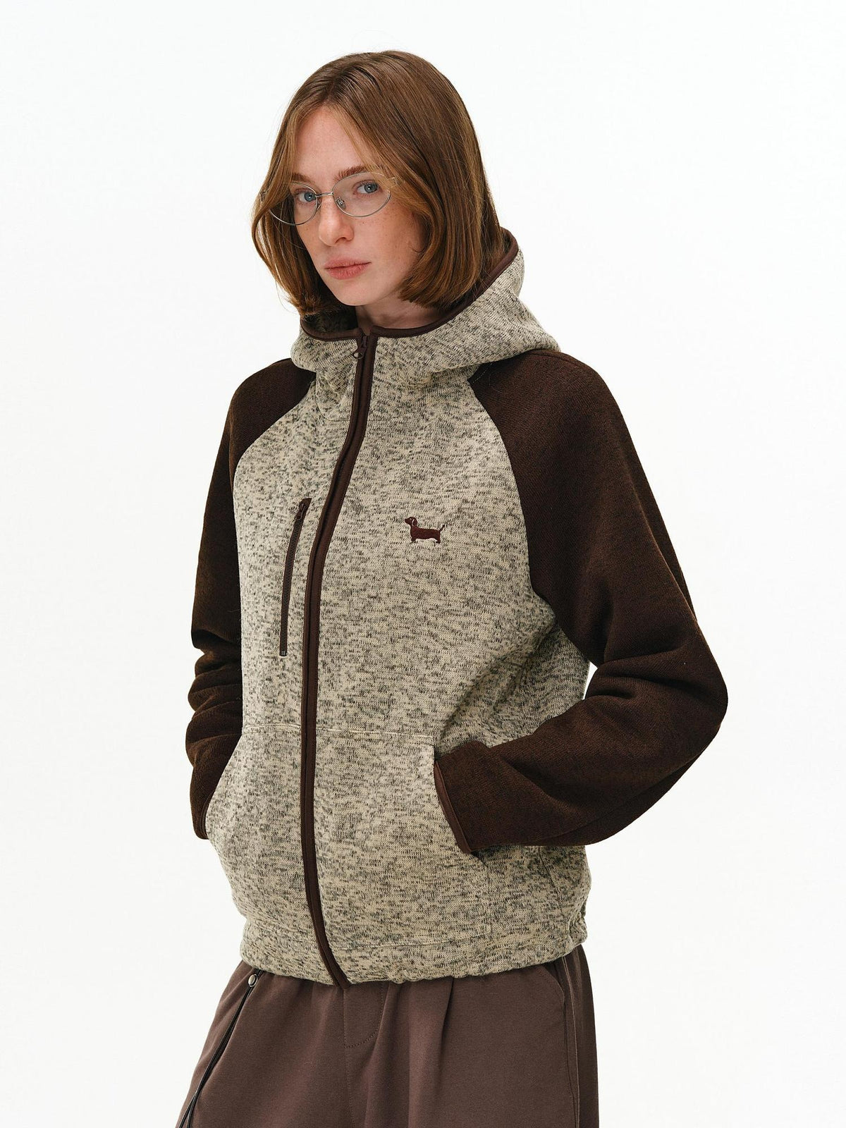 PCLP Embroidered Hooded Zip Standard Fit Unisex Everyday Polyester Animal Print Jacket