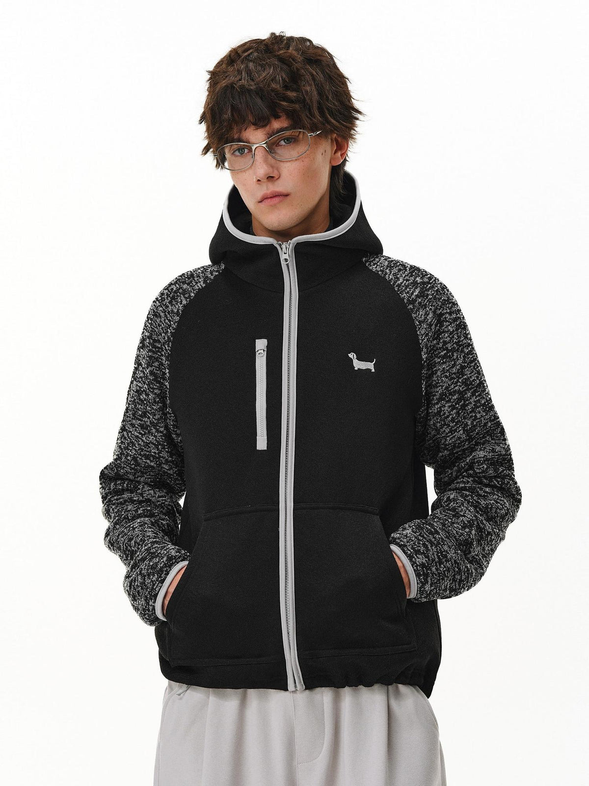 PCLP Embroidered Hooded Zip Standard Fit Unisex Everyday Polyester Animal Print Jacket