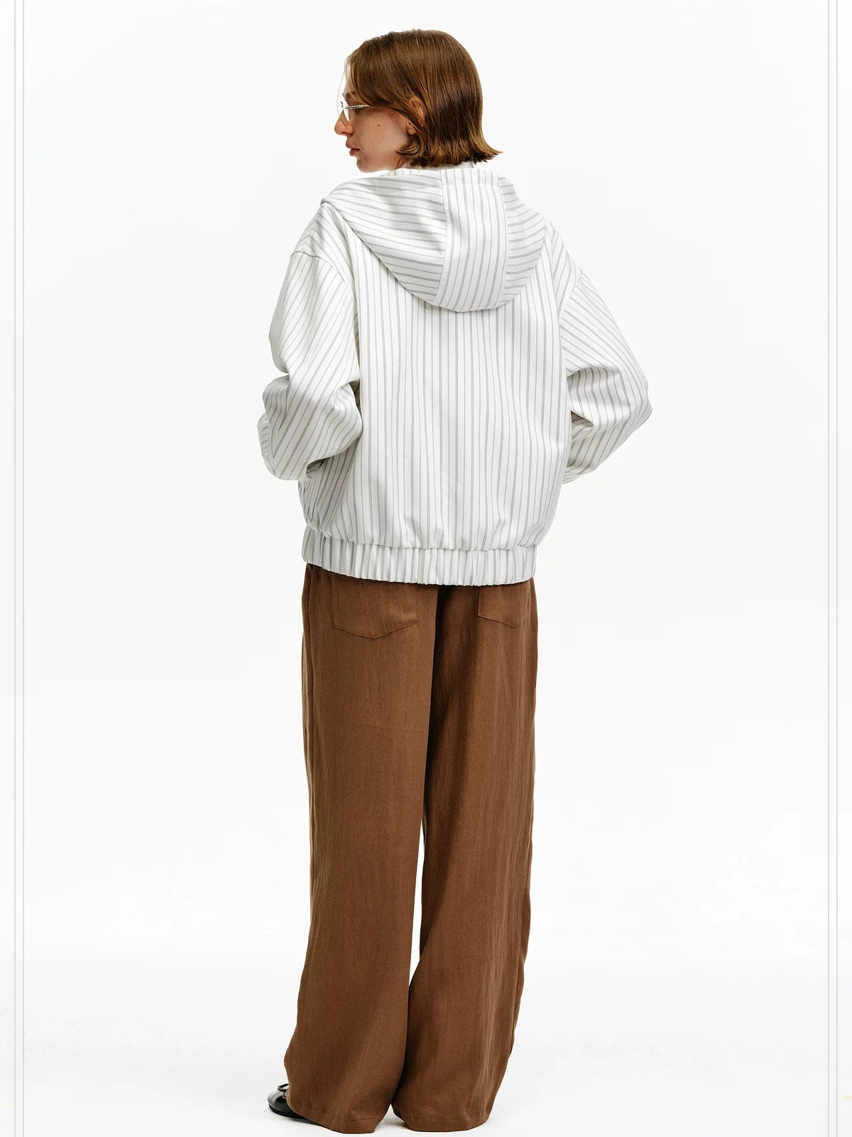 PCLP Embroidered Hooded Zip Striped Casual Unisex Kangaroo Pocket Jacket