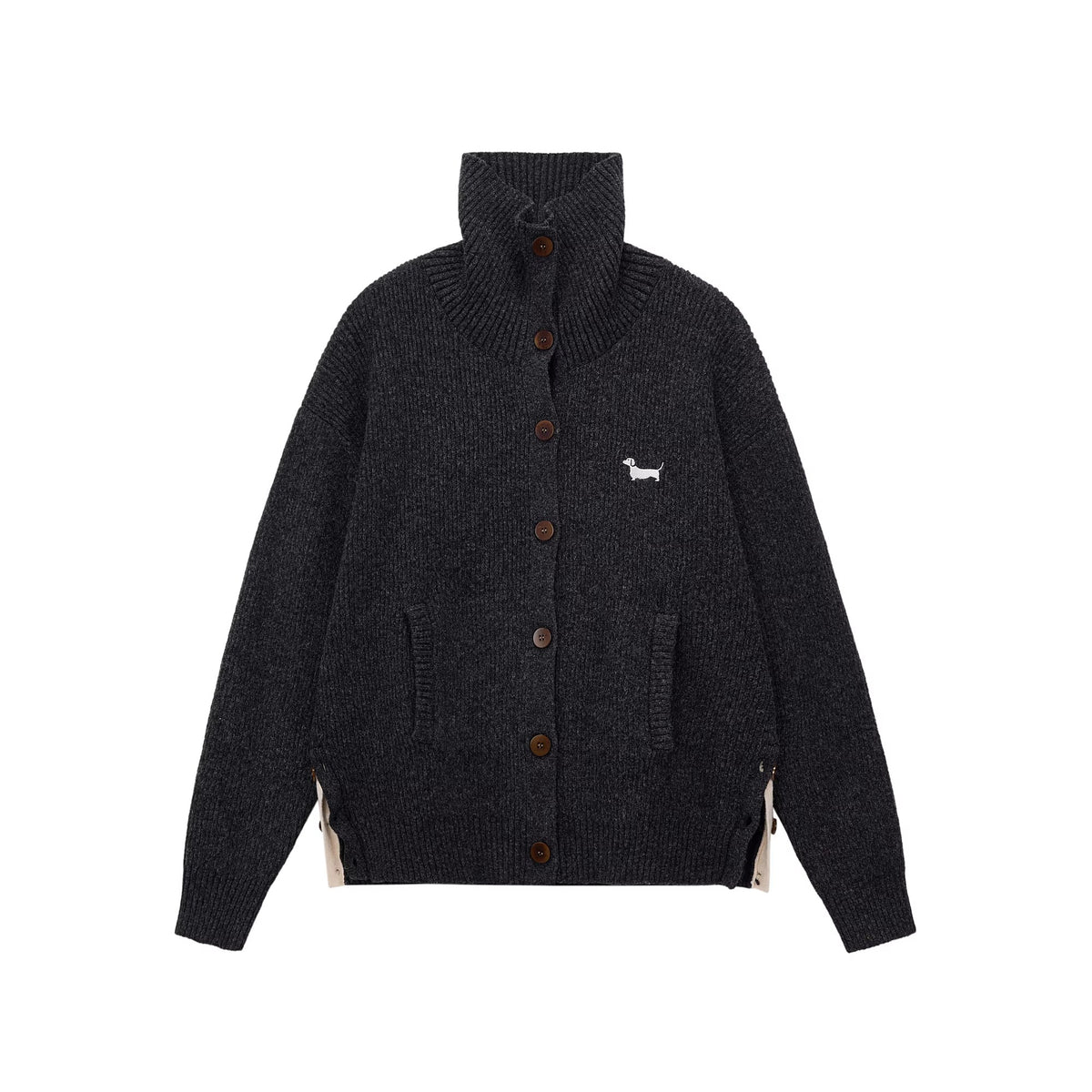 PCLP_Embroidered_Wool_Blend_Button_Cardigan_High_Neck_Youthful_Unisex_Everyday_Sweater_MISSTT