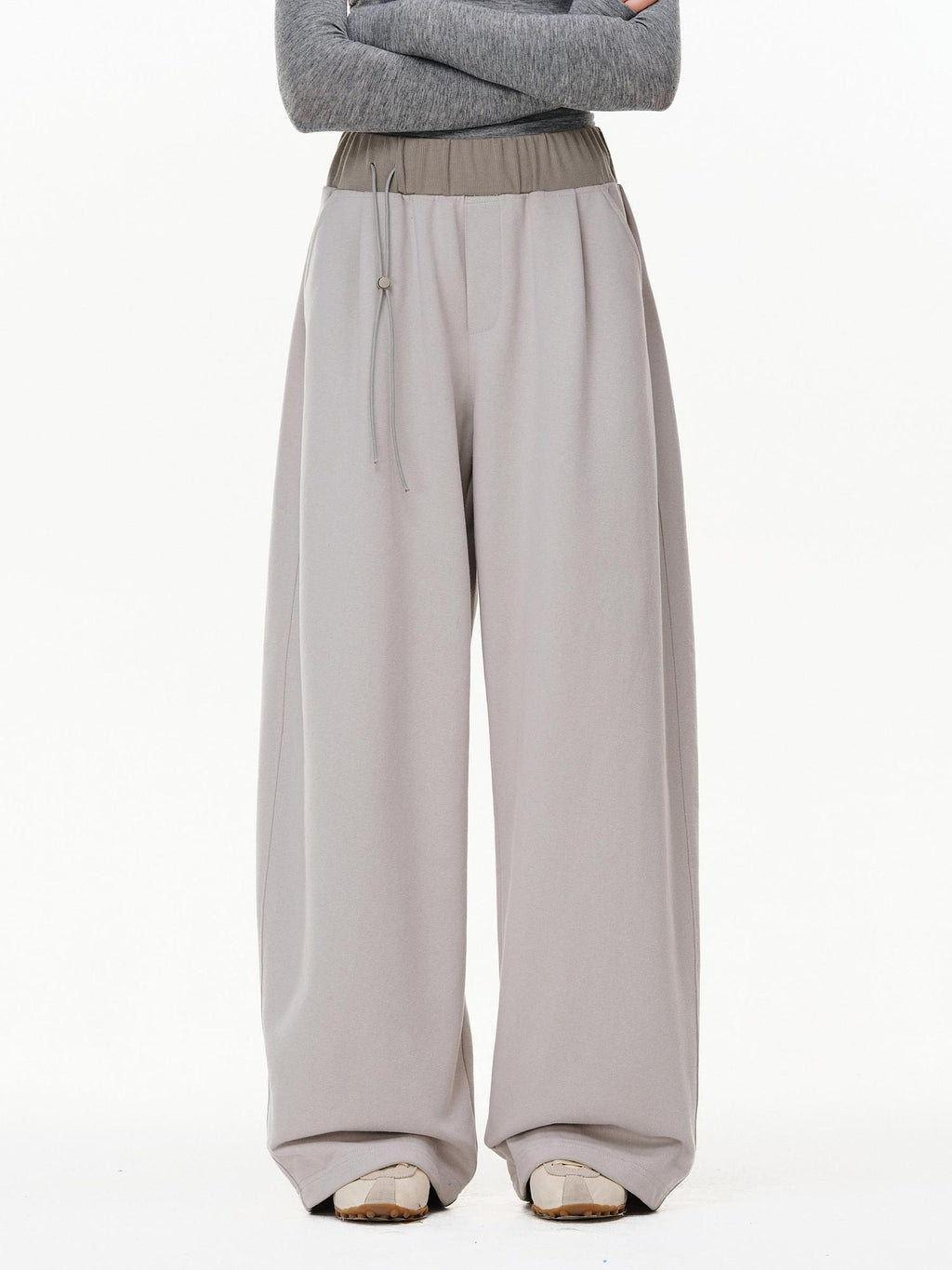 PCLP High Waist Terry Fleece Windproof Straight Leg Unisex Cotton Blend Pants