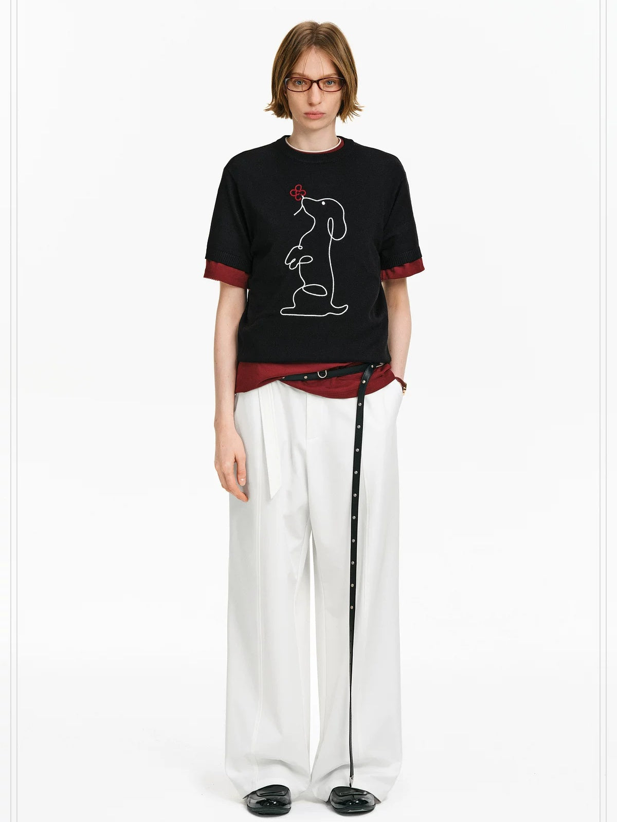 PCLP High Waist Wide Leg Straight Zip Front Commuter Women Polyester Pants