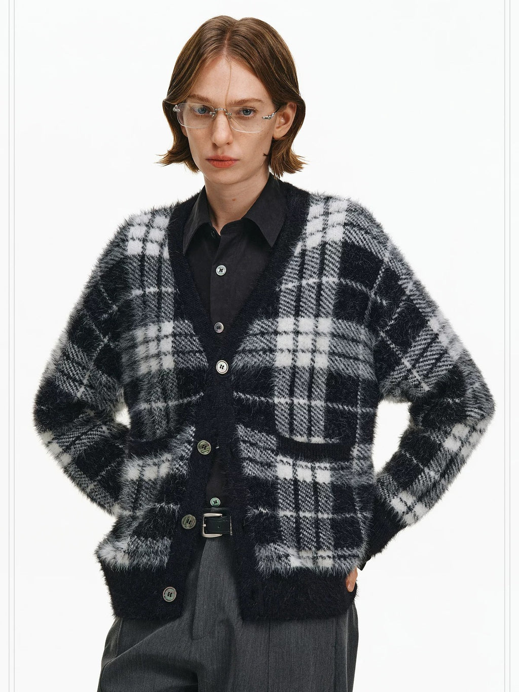 PCLP Luminous Double Knit V Neck Cardigan Regular Fit Unisex Everyday Thick Sweater