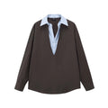 PCLP_Lyocell_Blend_Loose_Faux_Two_Piece_Contrast_V_Neck_Striped_Long_Sleeve_T-Shirt_MISSTT