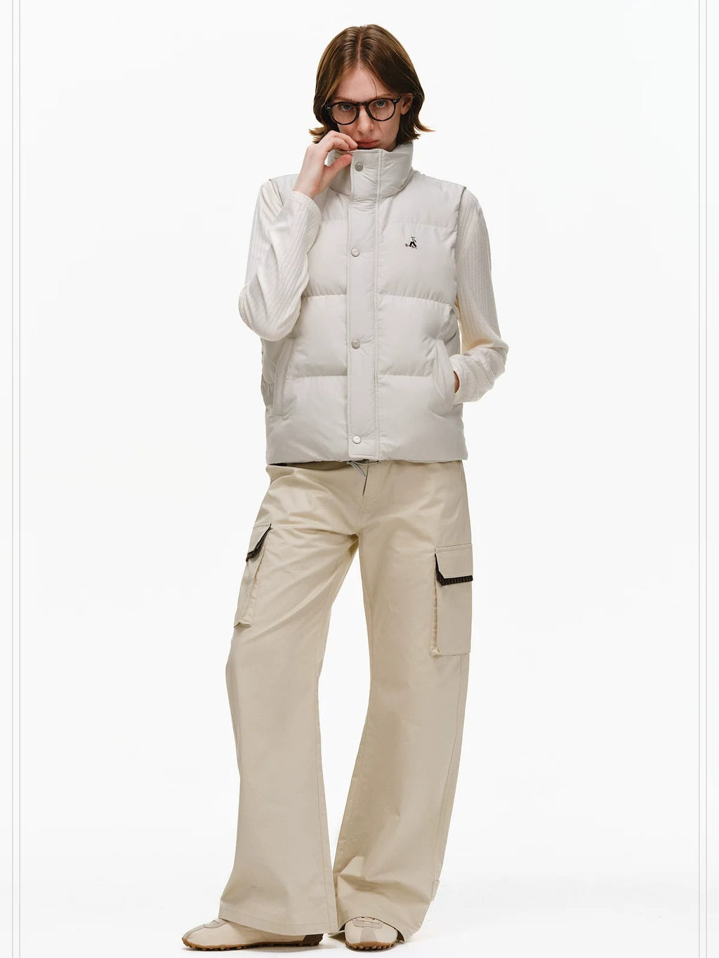 PCLP Reversible Thermal Patchwork Plaid Oversized Neutral Women White Duck Down Jacket