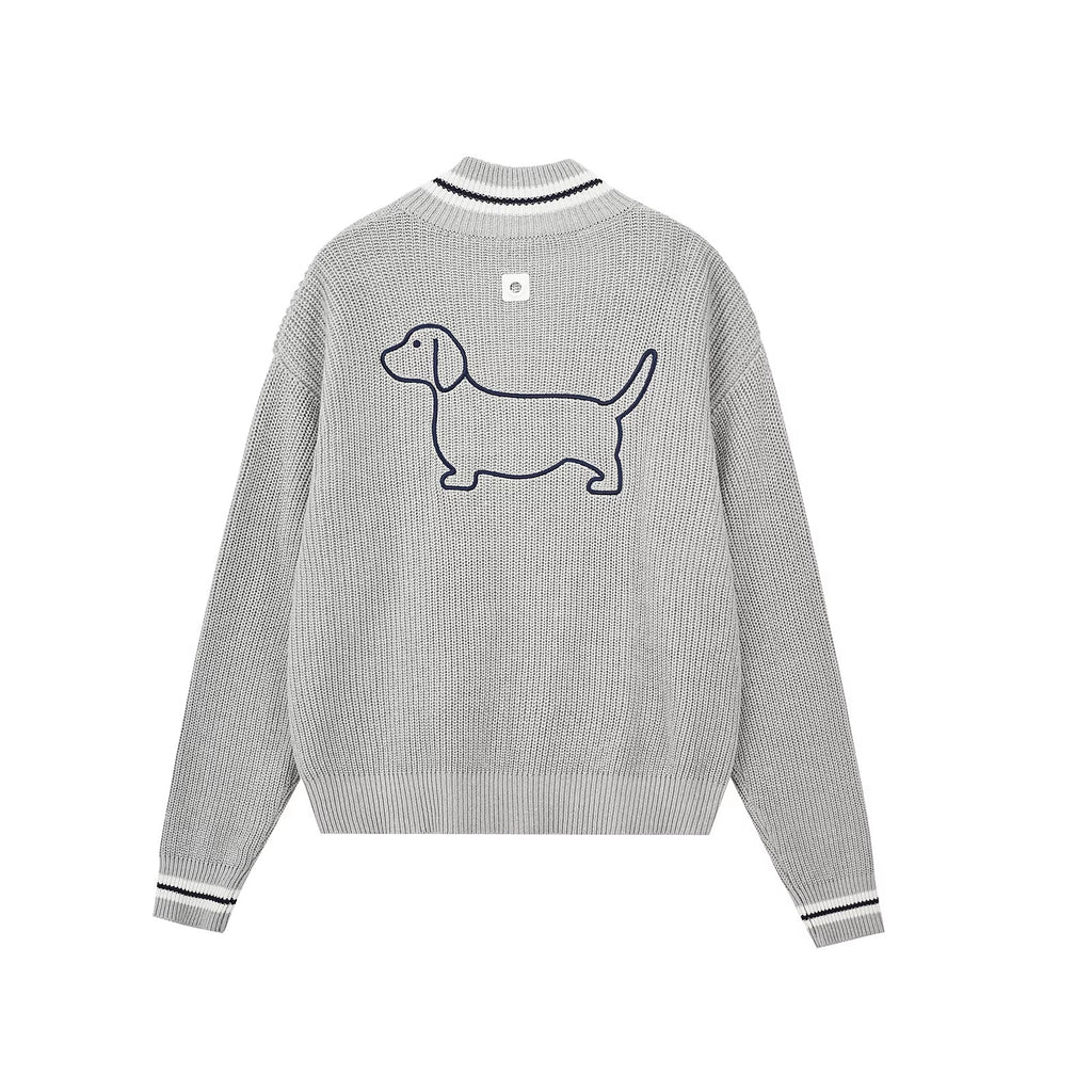 PCLP_Soft_Animal_Embroidered_Zip_Up_Mid_Length_Loose_Fit_Unisex_Cotton_Blend_Sweater_MISSTT