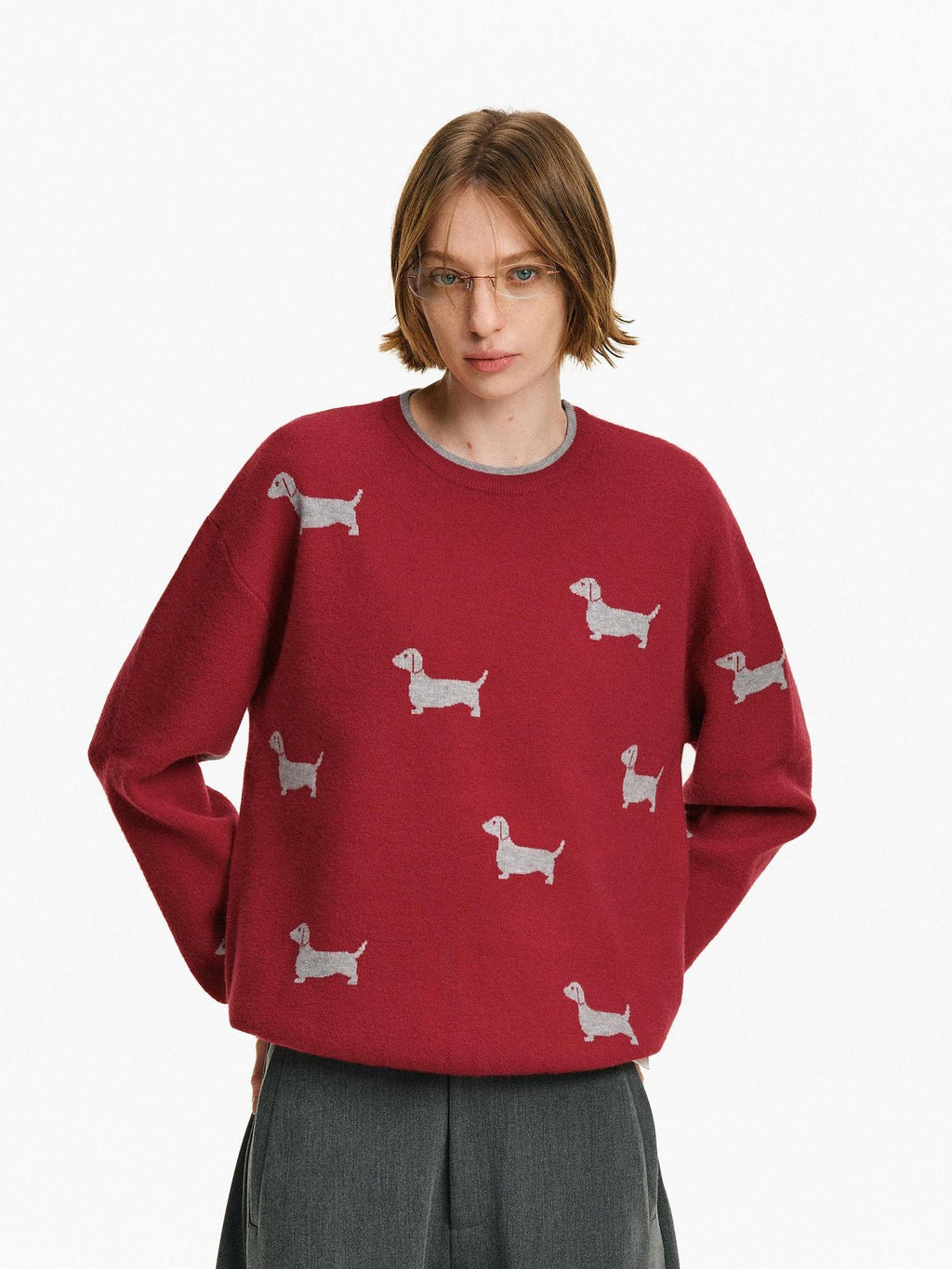PCLP Soft Oversized Colorblock Allover Print Youthful Casual Unisex Knit Sweater