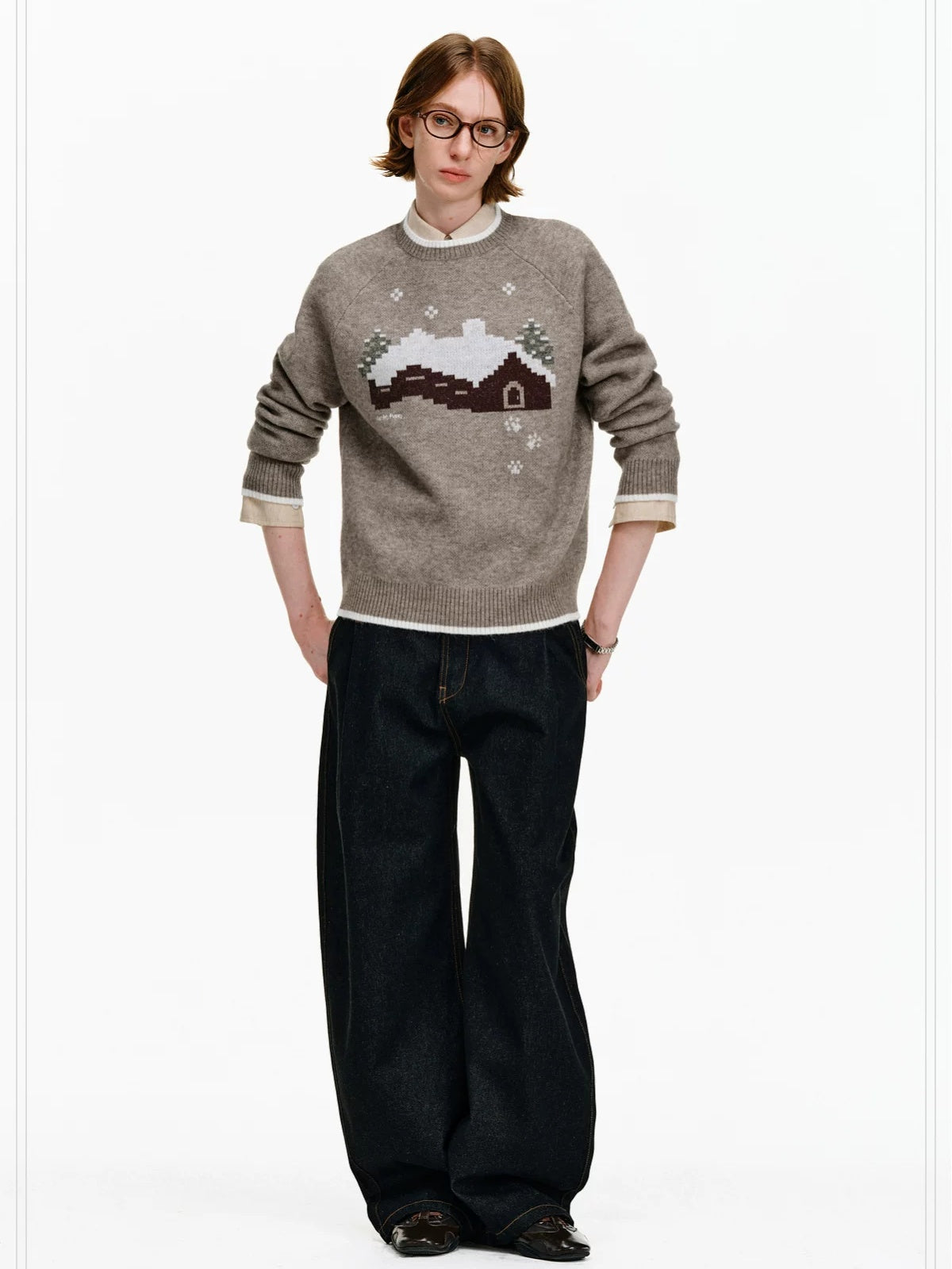 PCLP Soft Thick Colorblock Loose Fit Unisex Daily Knit Pullover Sweater