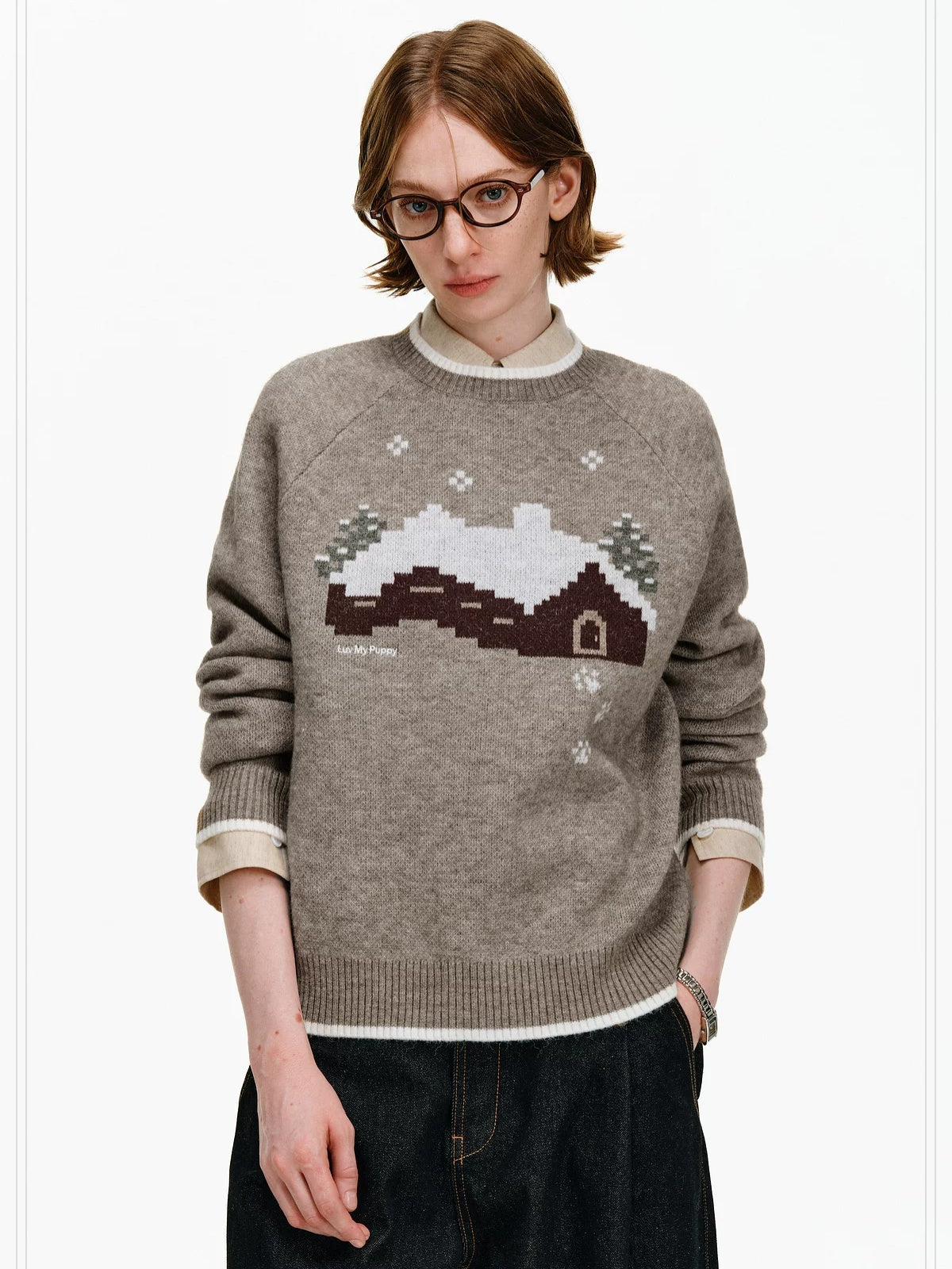 PCLP Soft Thick Colorblock Loose Fit Unisex Daily Knit Pullover Sweater
