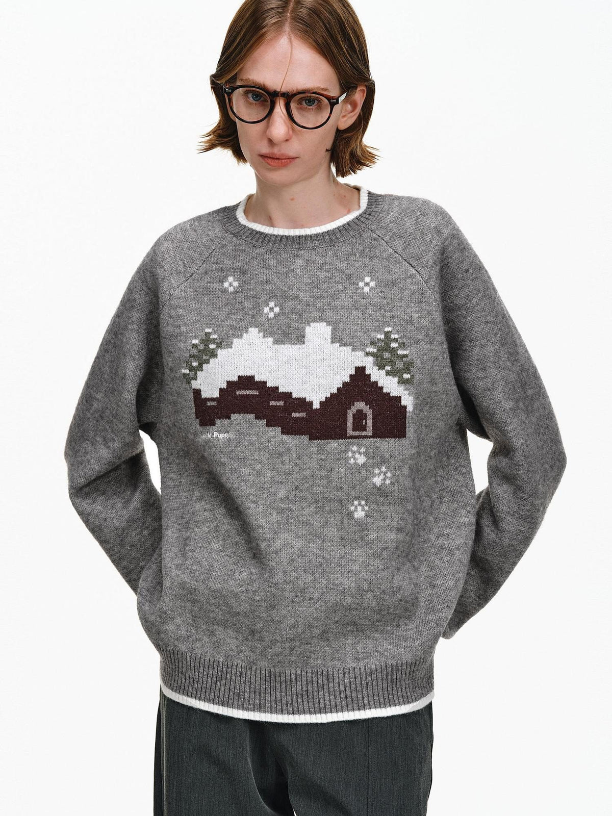 PCLP Soft Thick Colorblock Loose Fit Unisex Daily Knit Pullover Sweater